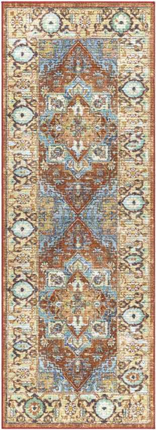 Pingree Grove Traditional Burnt Orange Washable Area Rug