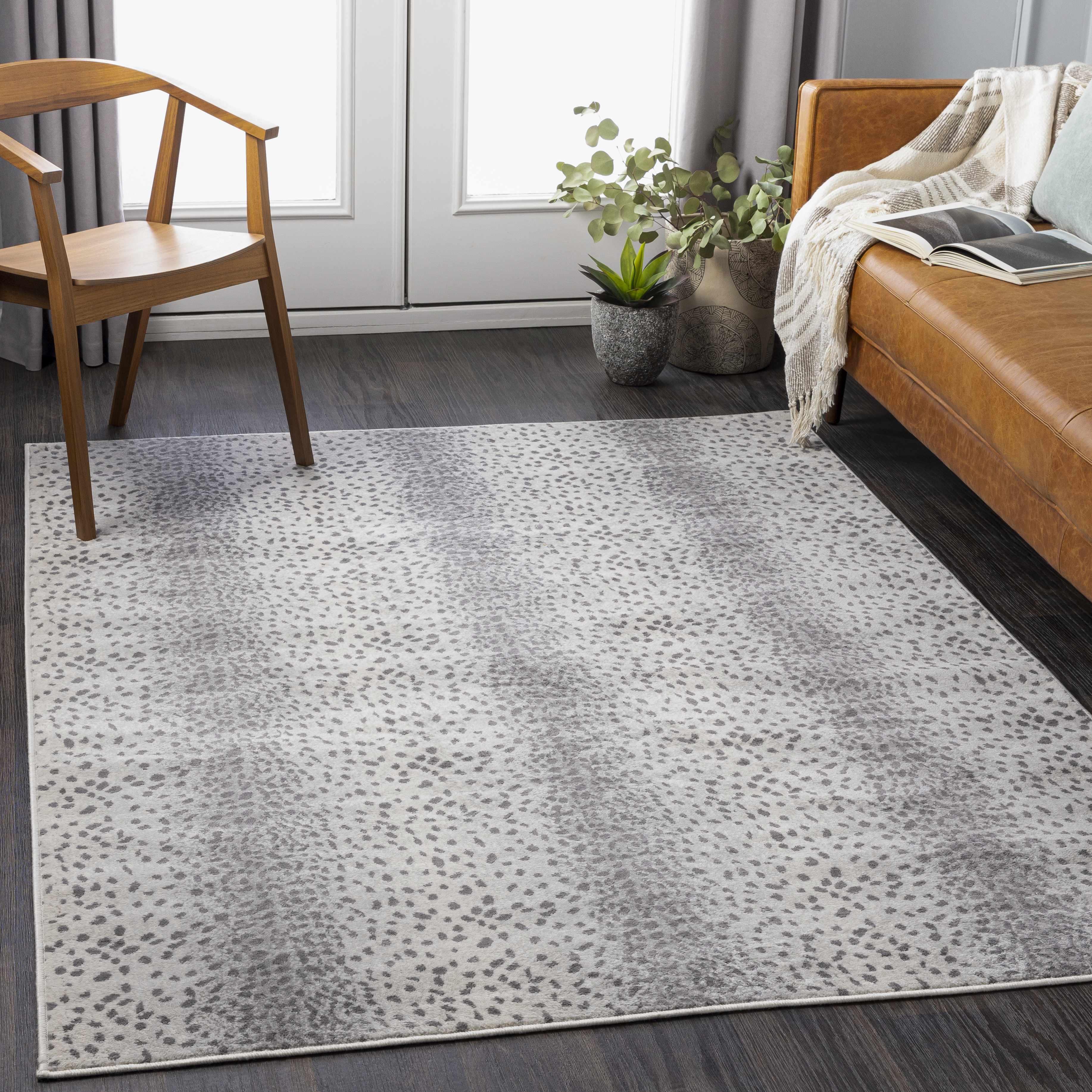 Pointblank Gray Leopard Print Rug