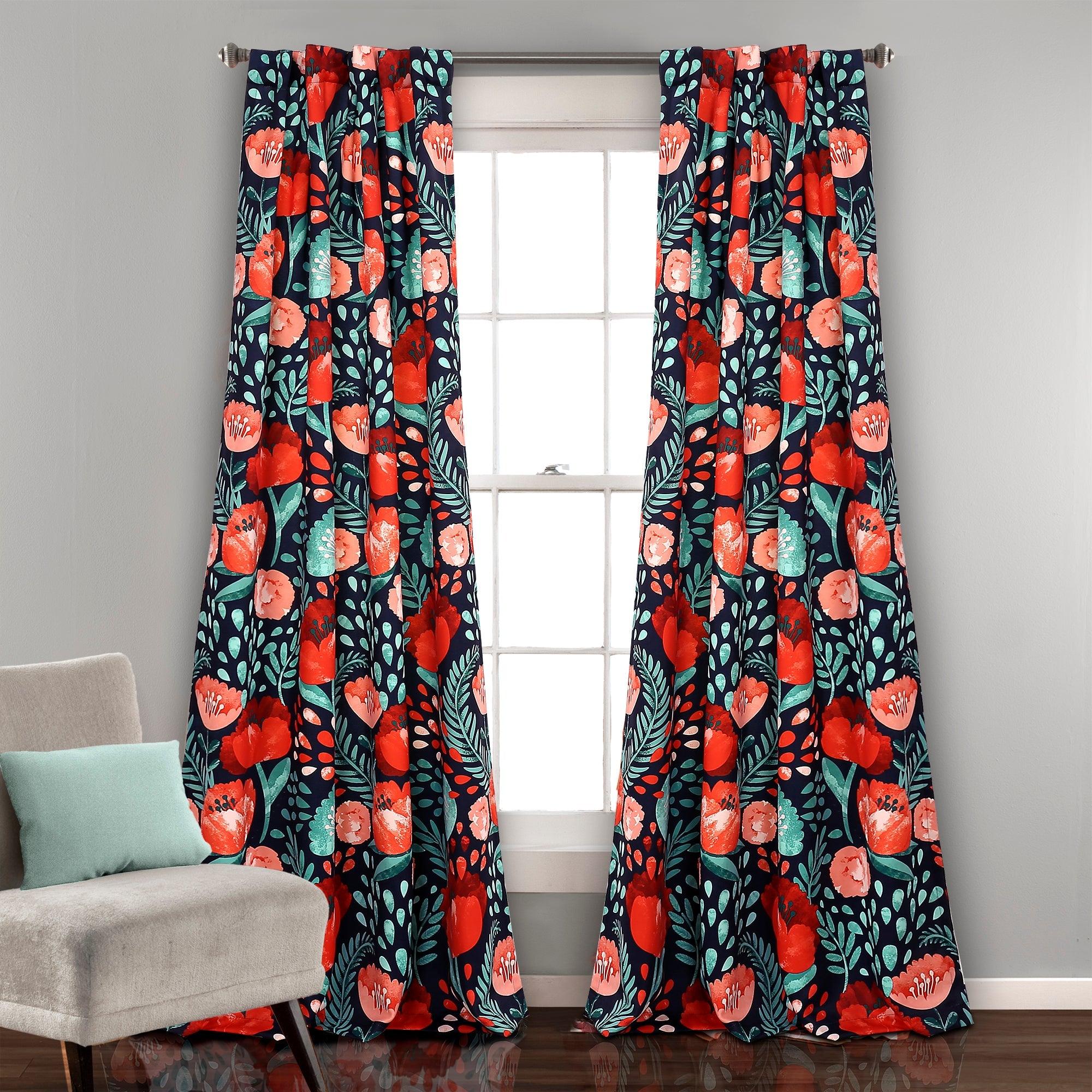 Poppy Garden Light Filtering Window Curtain Panel Set