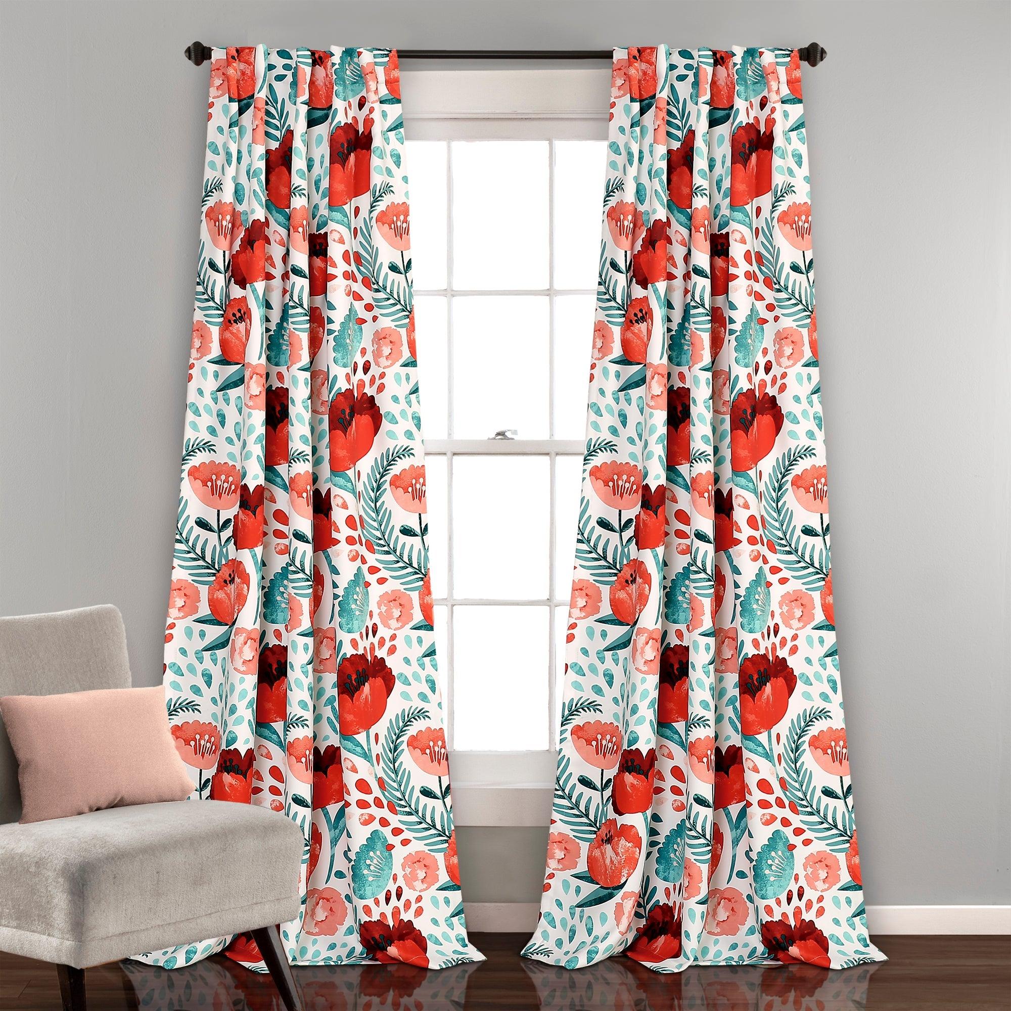 Poppy Garden Light Filtering Window Curtain Panel Set