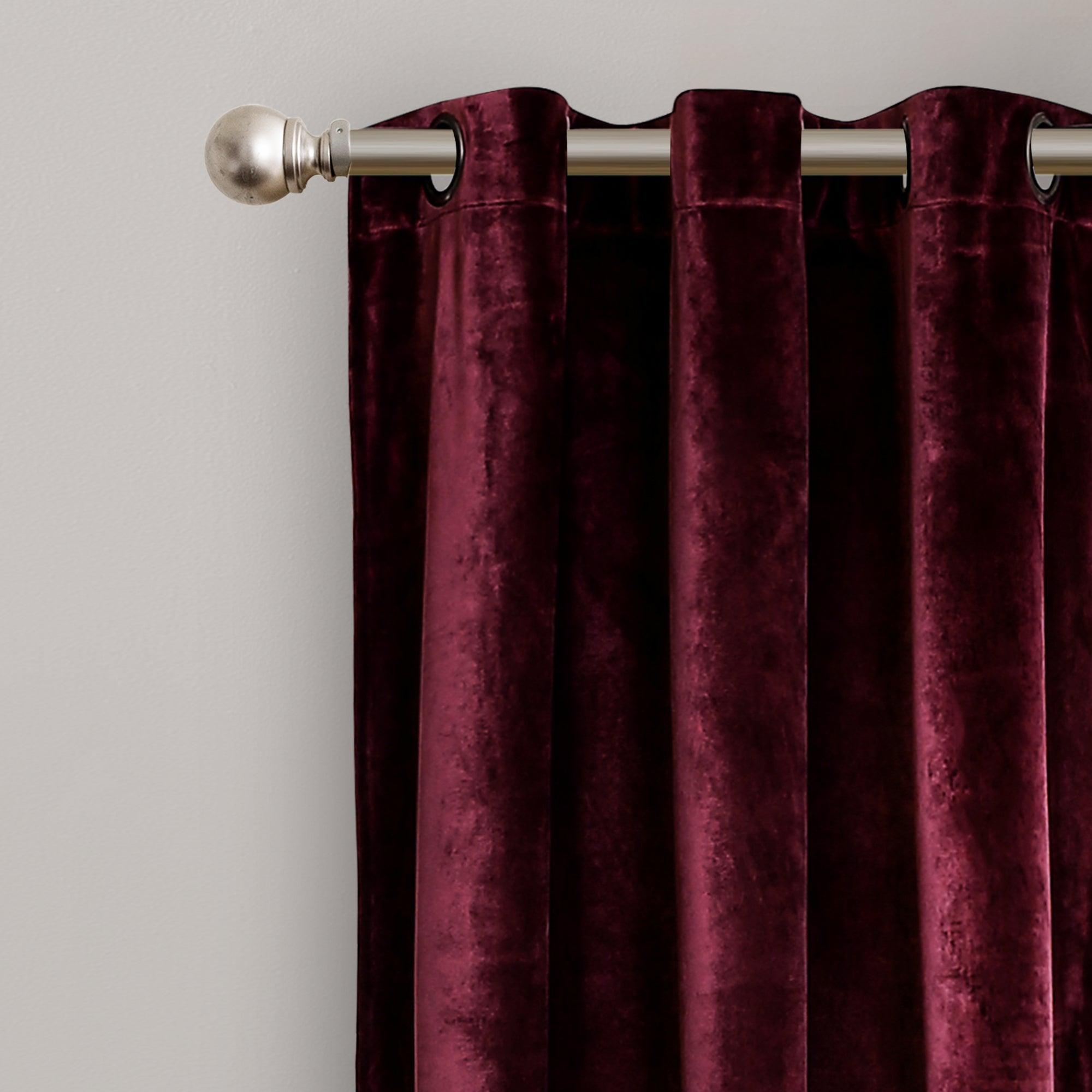 Prima Velvet Color Block Room Darkening Window Curtain Panel Set