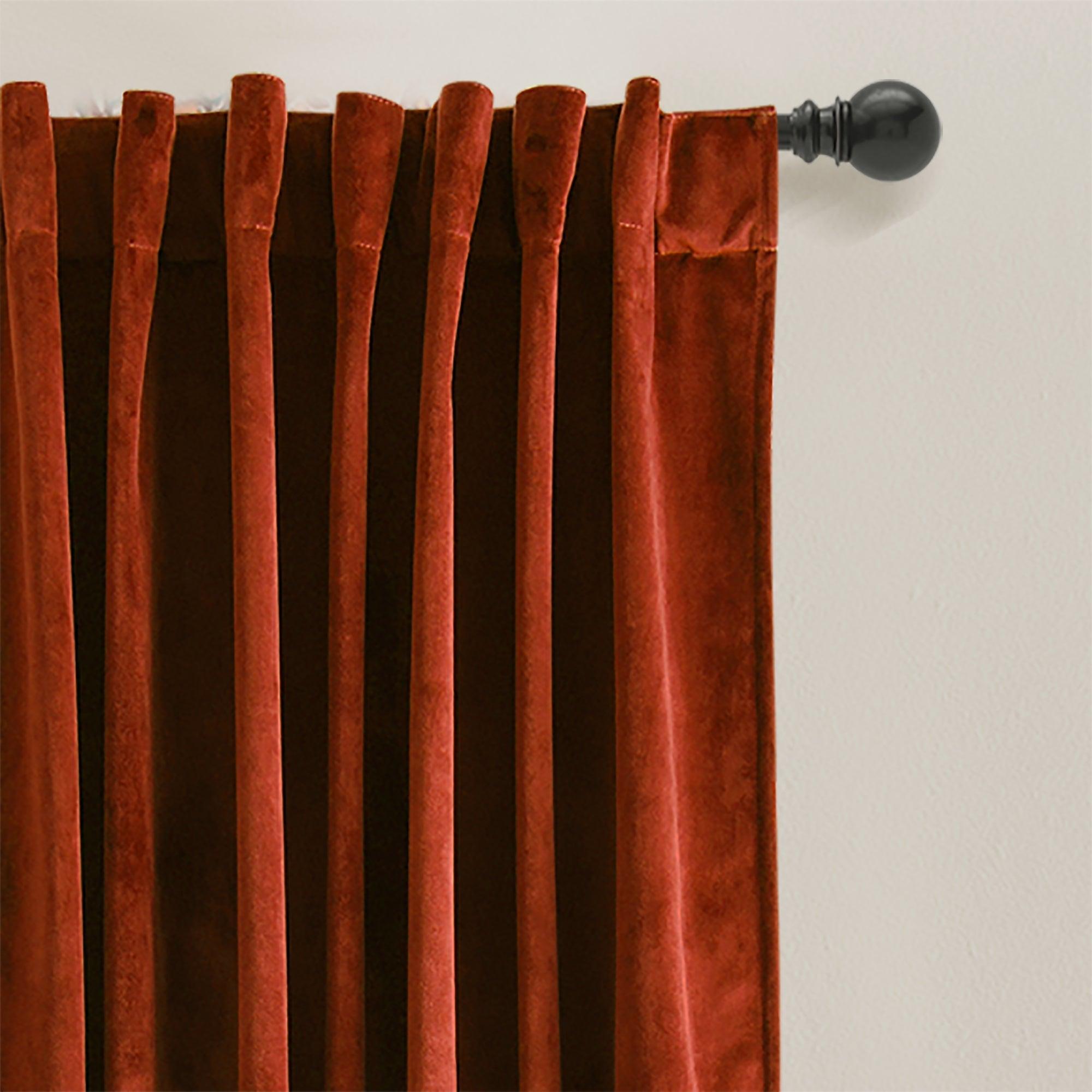 Prima Velvet Solid Back Tab Rod Pocket Light Filtering Window Curtain Panel Set