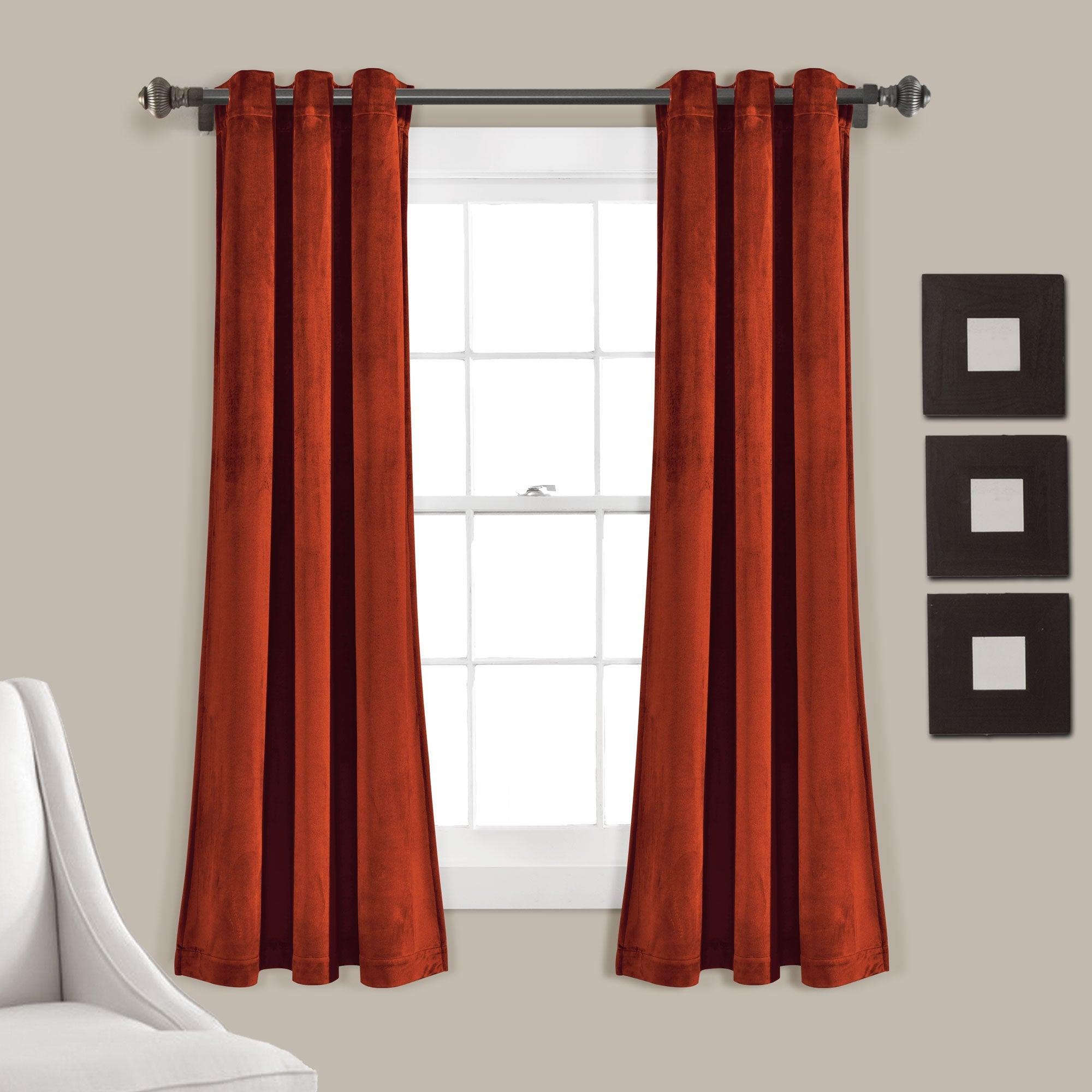 Prima Velvet Solid Grommet Light Filtering Window Curtain Panel Set