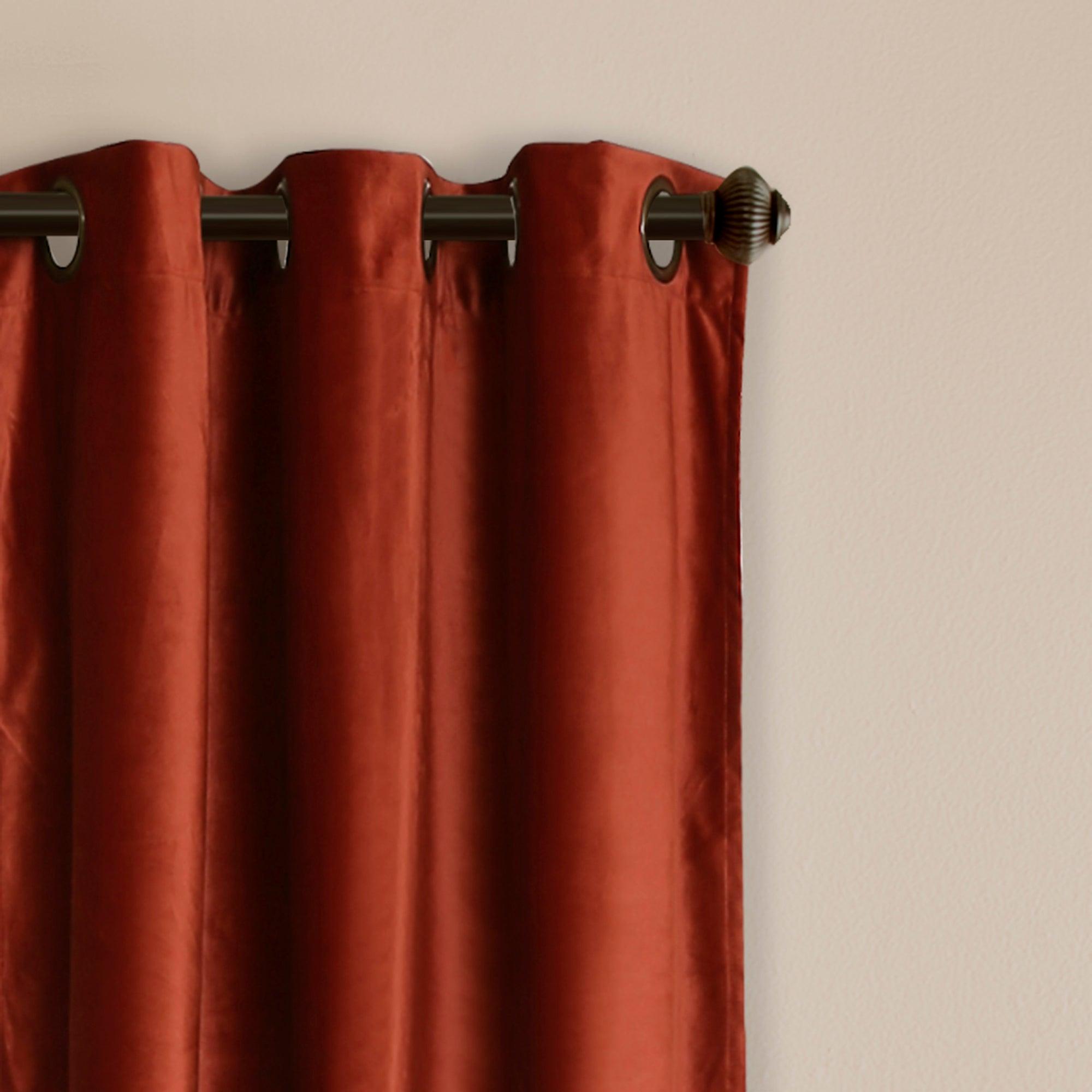 Prima Velvet Solid Grommet Light Filtering Window Curtain Panel Set