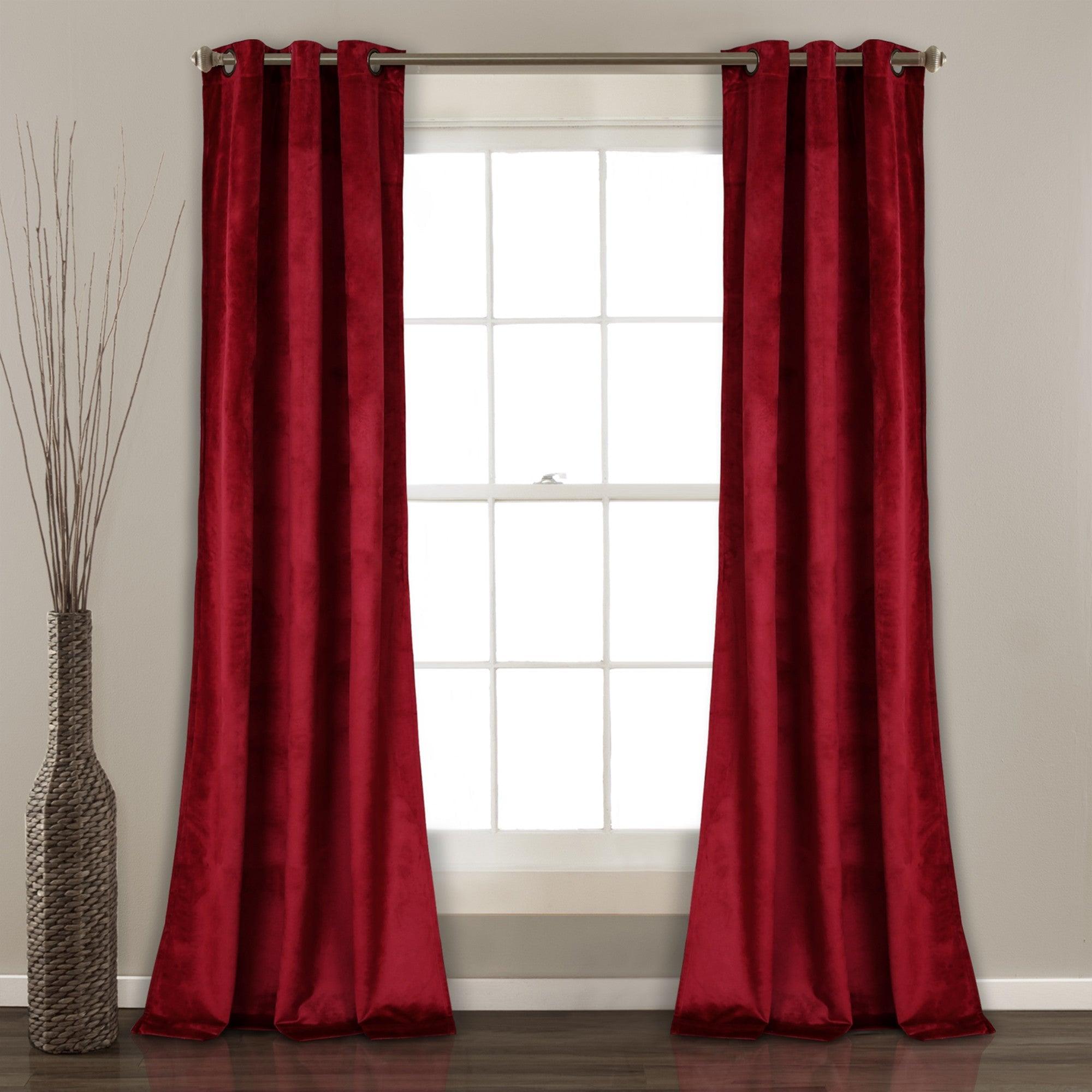 Prima Velvet Solid Grommet Light Filtering Window Curtain Panel Set