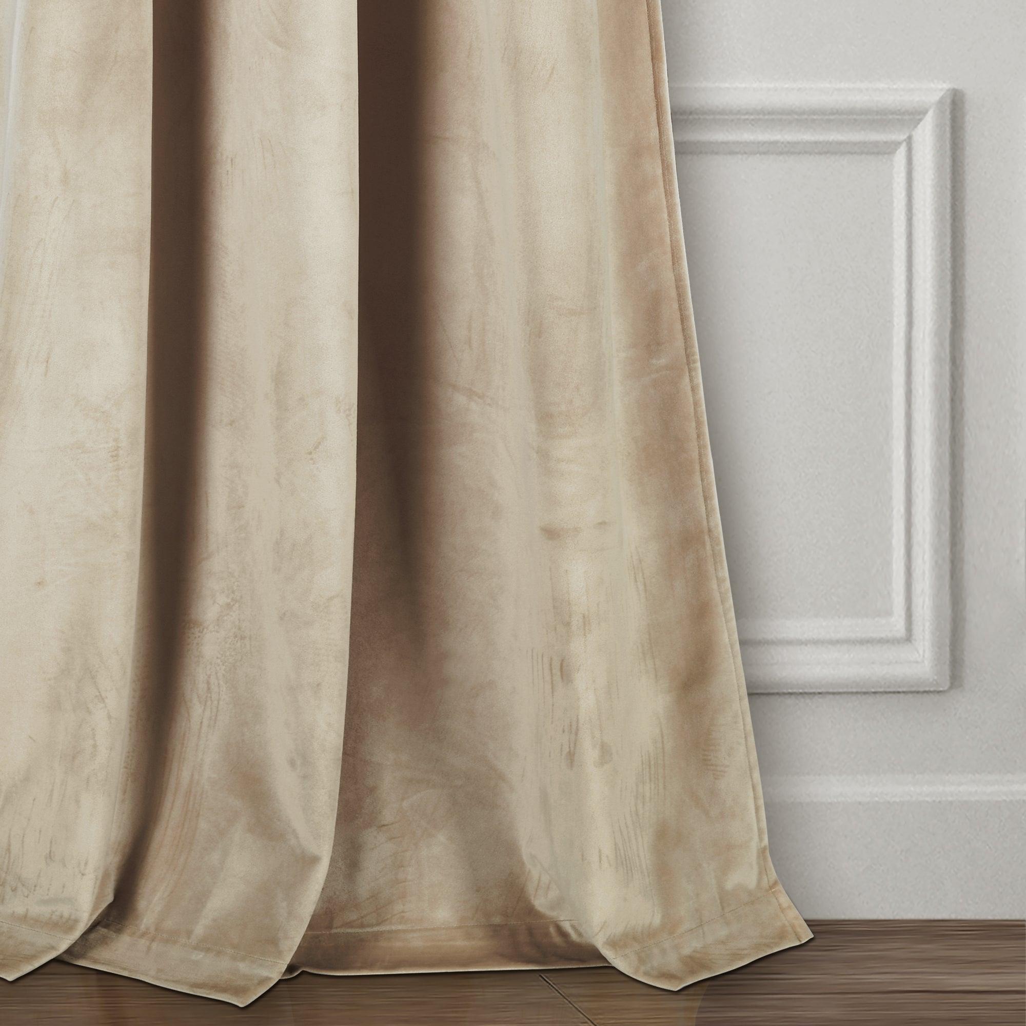 Prima Velvet Solid Grommet Light Filtering Window Curtain Panel Set