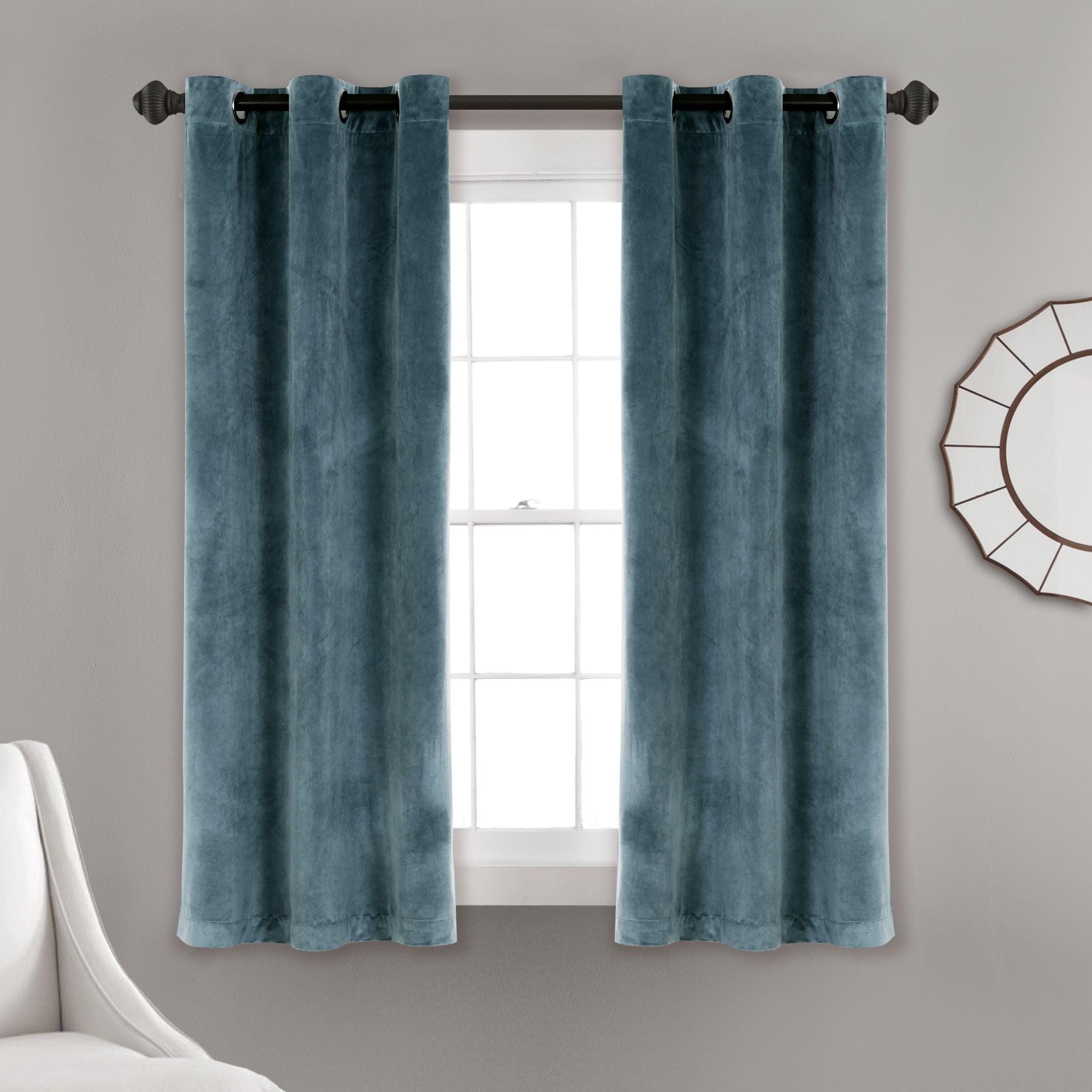 Prima Velvet Solid Grommet Light Filtering Window Curtain Panel Set