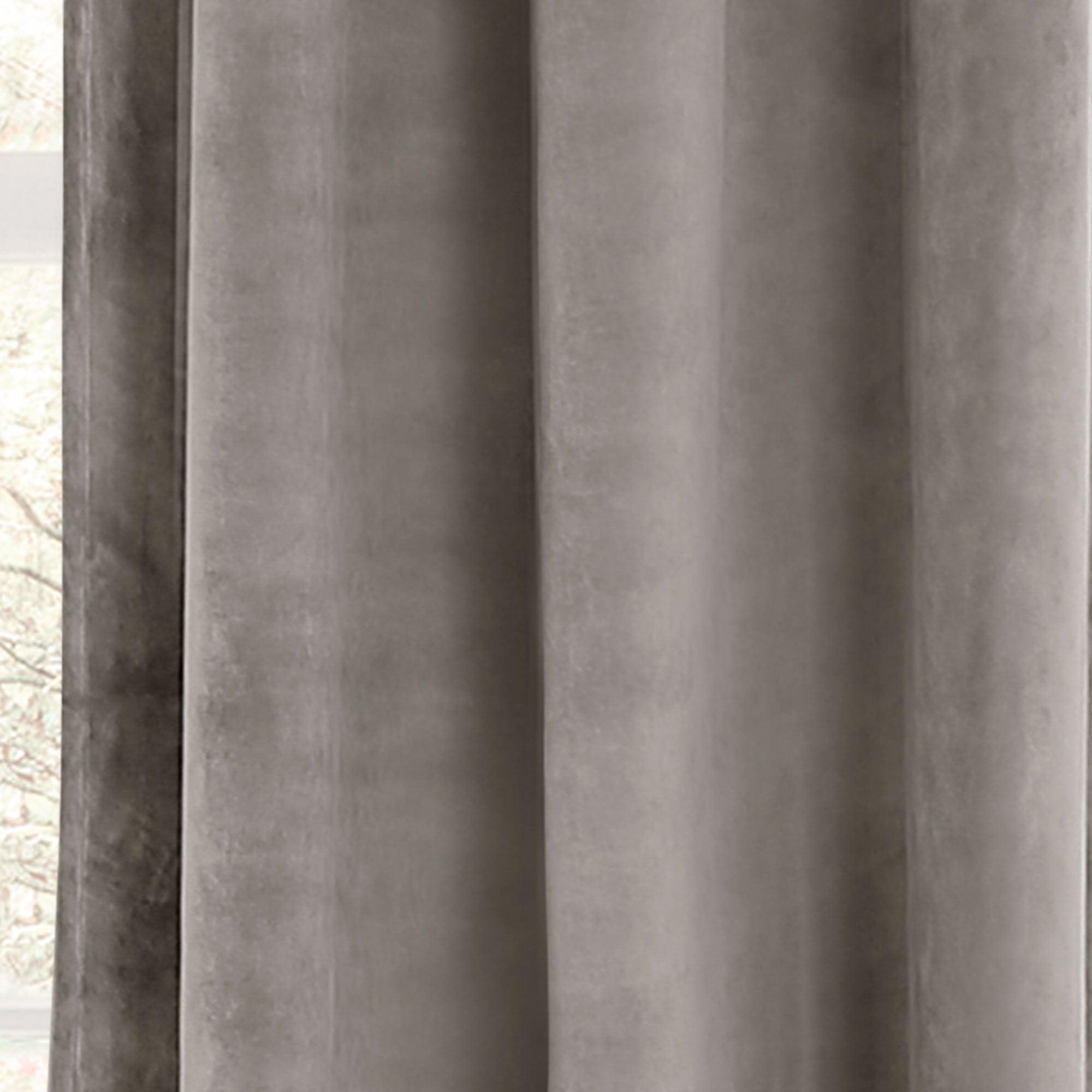 Prima Velvet Solid Grommet Light Filtering Window Curtain Panel Set