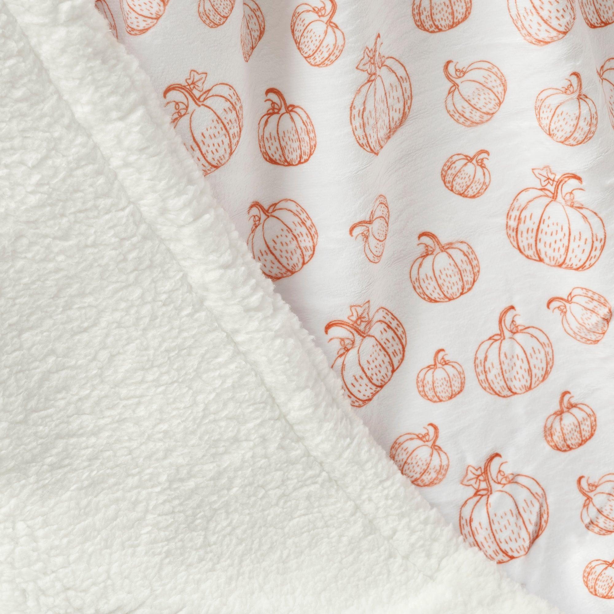 Pumpkin Drawing Sherpa Baby Blanket