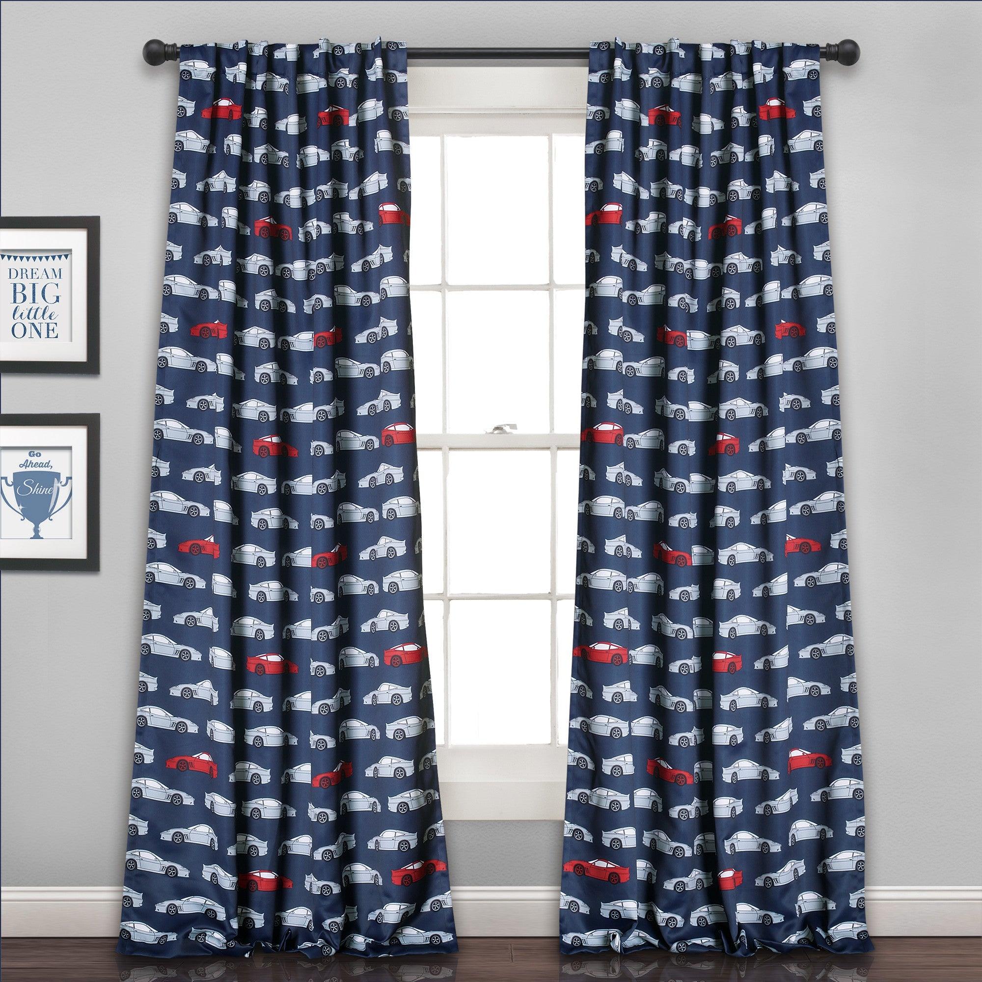 Race Cars Light Filtering Window Curtain Set