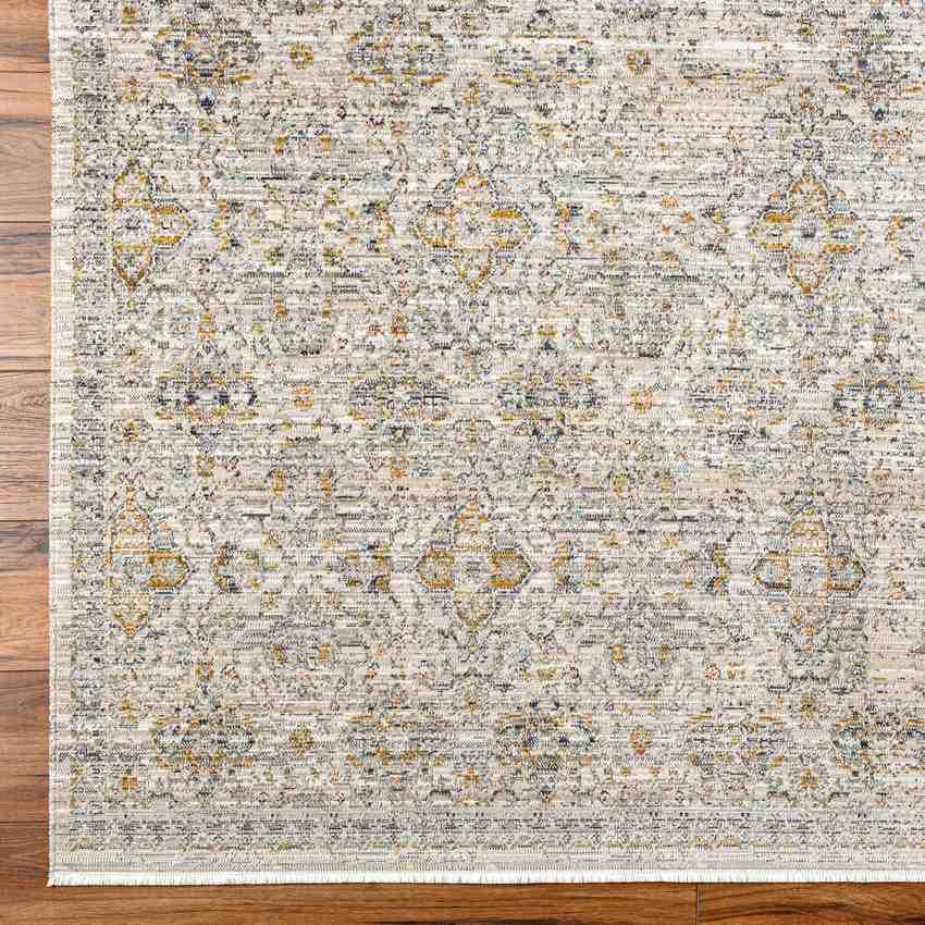 Radha Traditional Dark Olive/Ivory Washable Area Rug