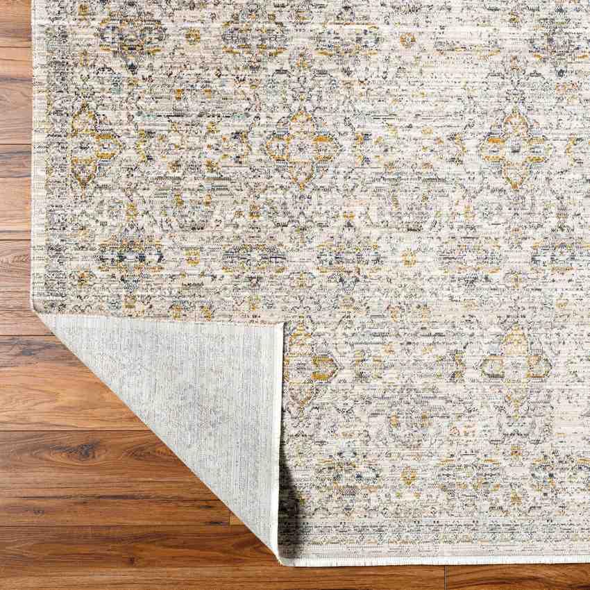 Radha Traditional Dark Olive/Ivory Washable Area Rug