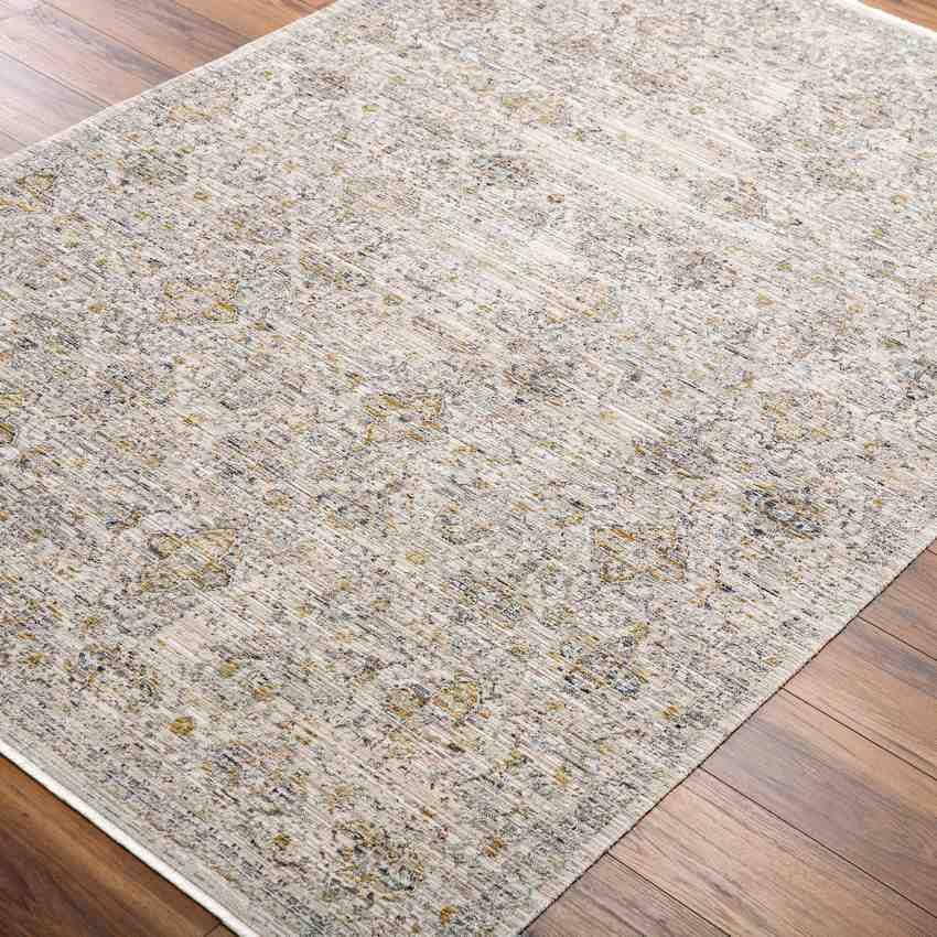 Radha Traditional Dark Olive/Ivory Washable Area Rug