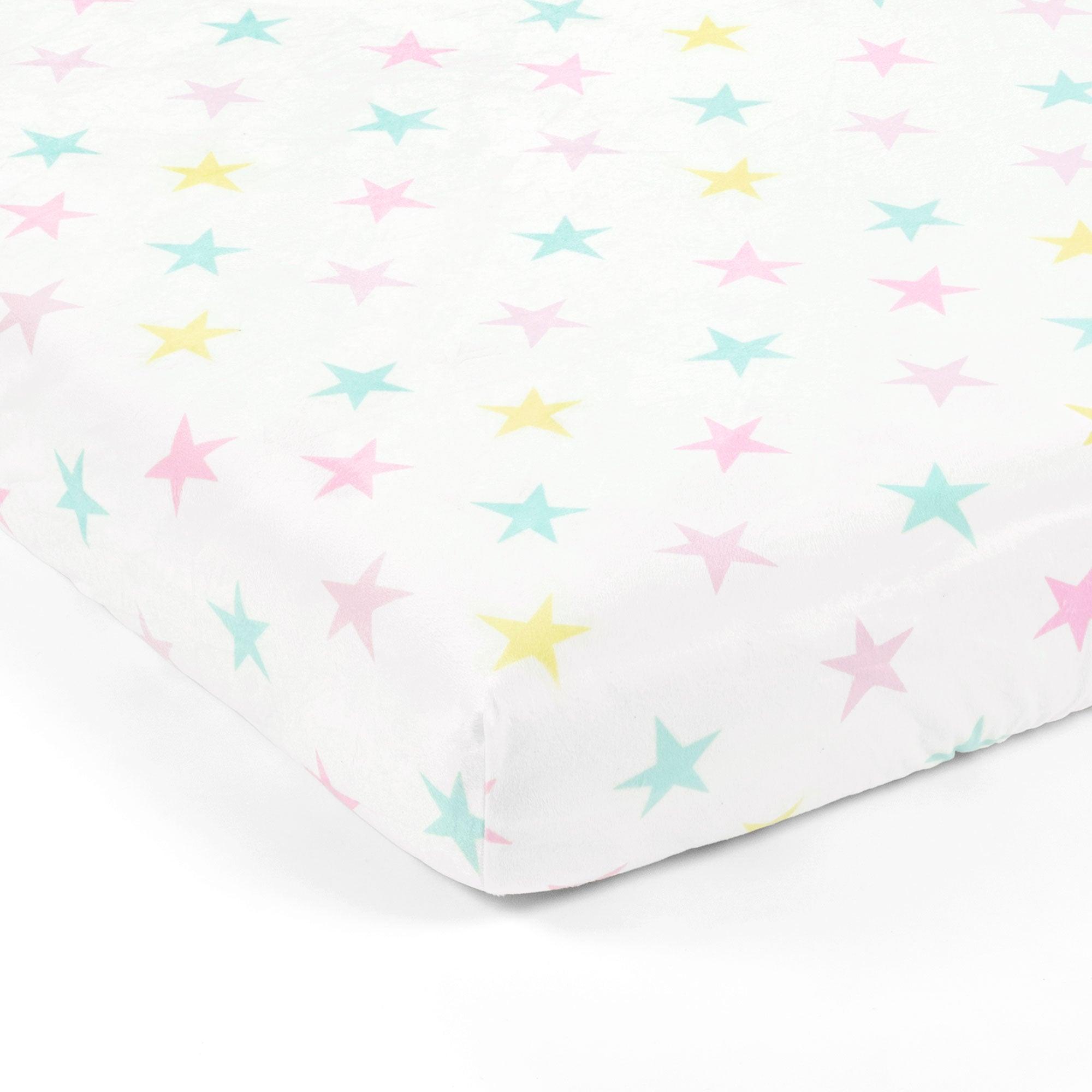 Rainbow All Over Stars Soft & Plush Fitted Crib Sheet