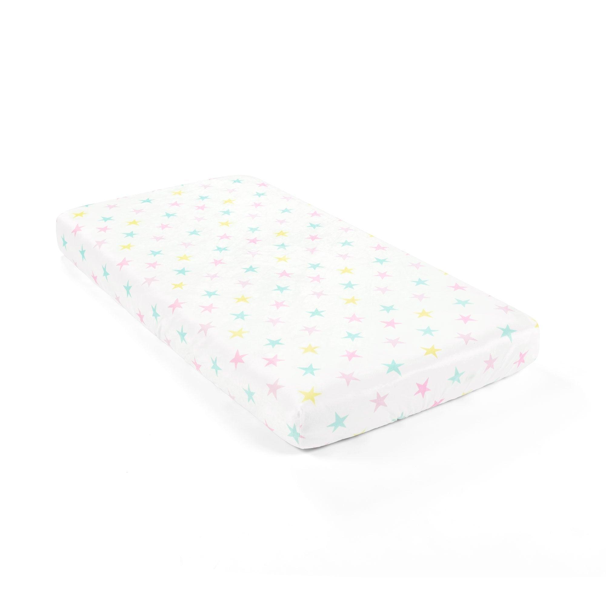 Rainbow All Over Stars Soft & Plush Fitted Crib Sheet