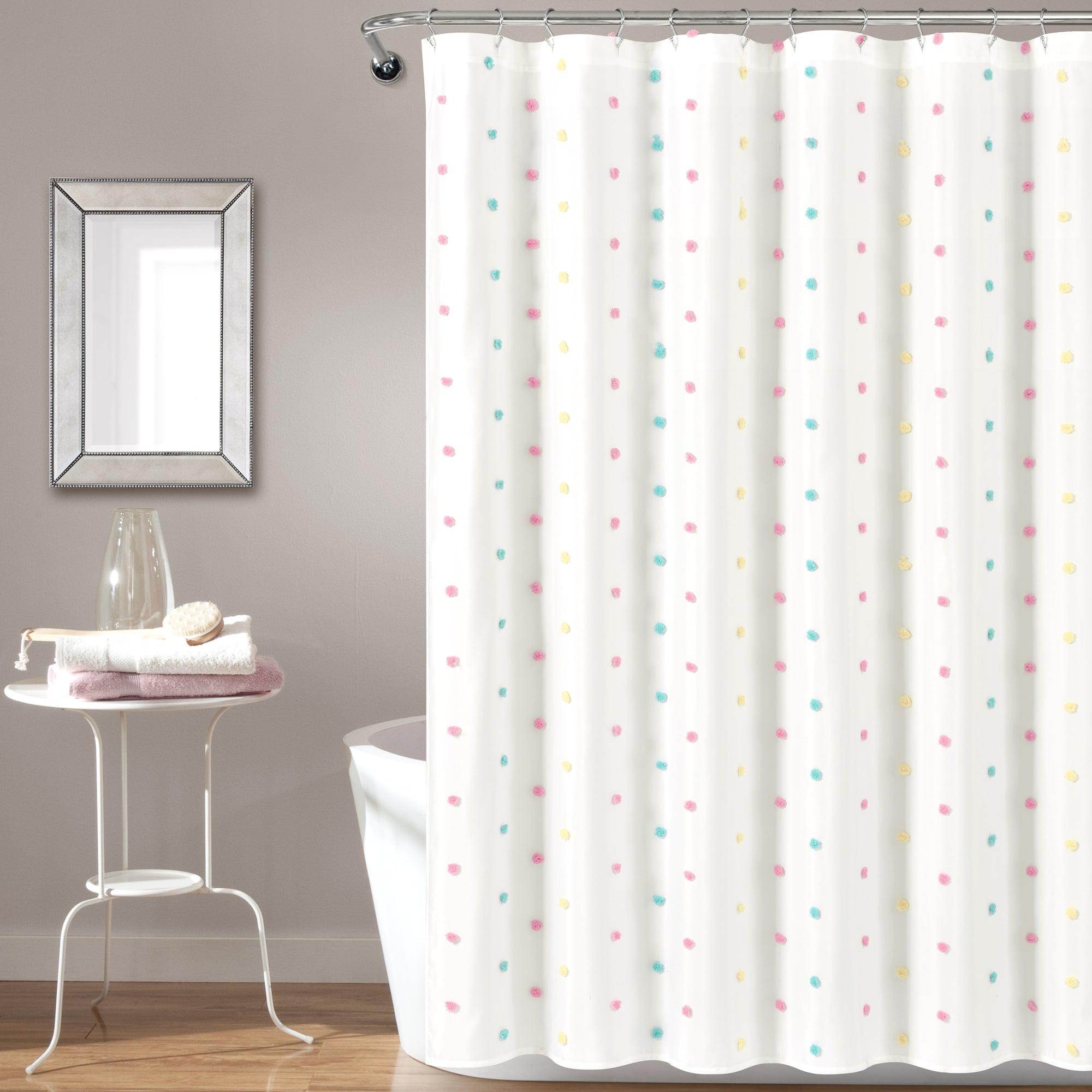 Rainbow Tufted Dot Shower Curtain