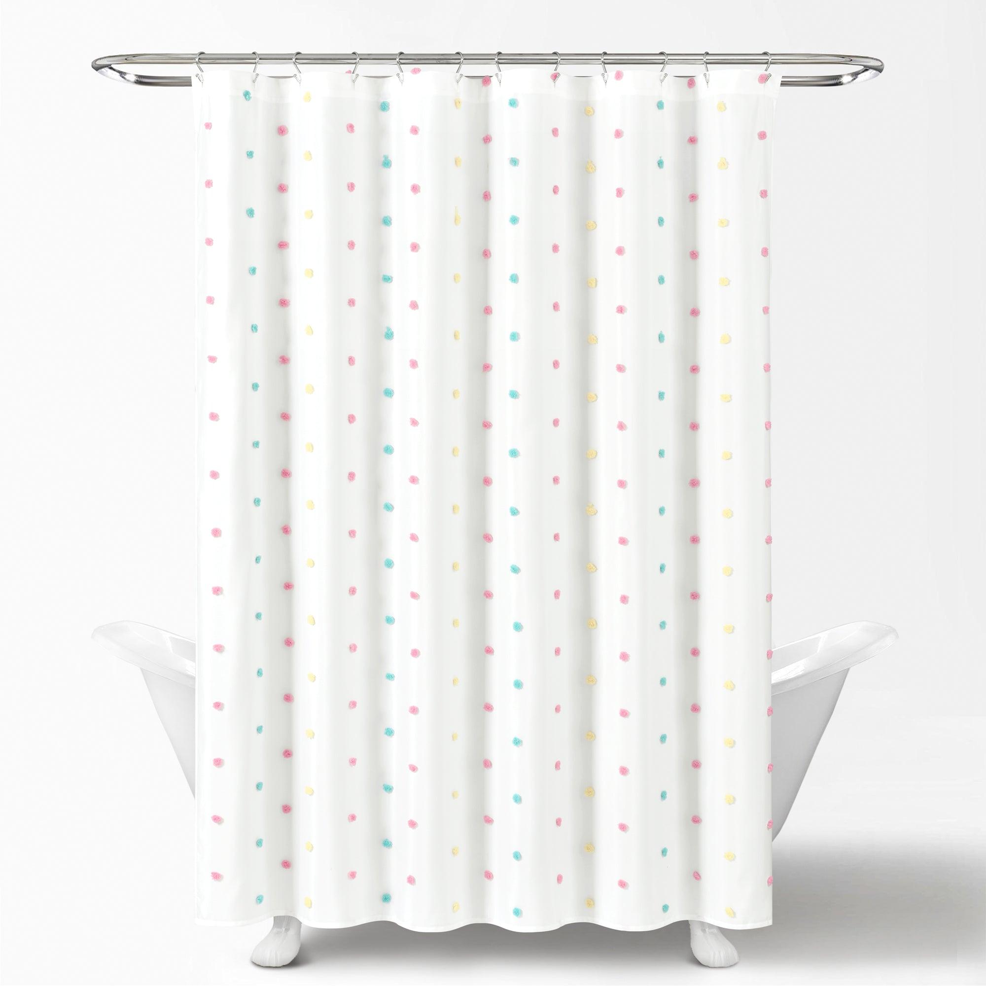 Rainbow Tufted Dot Shower Curtain