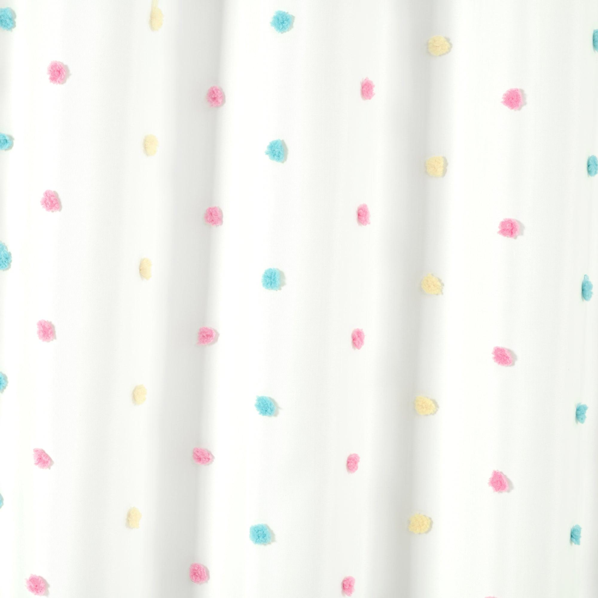 Rainbow Tufted Dot Shower Curtain