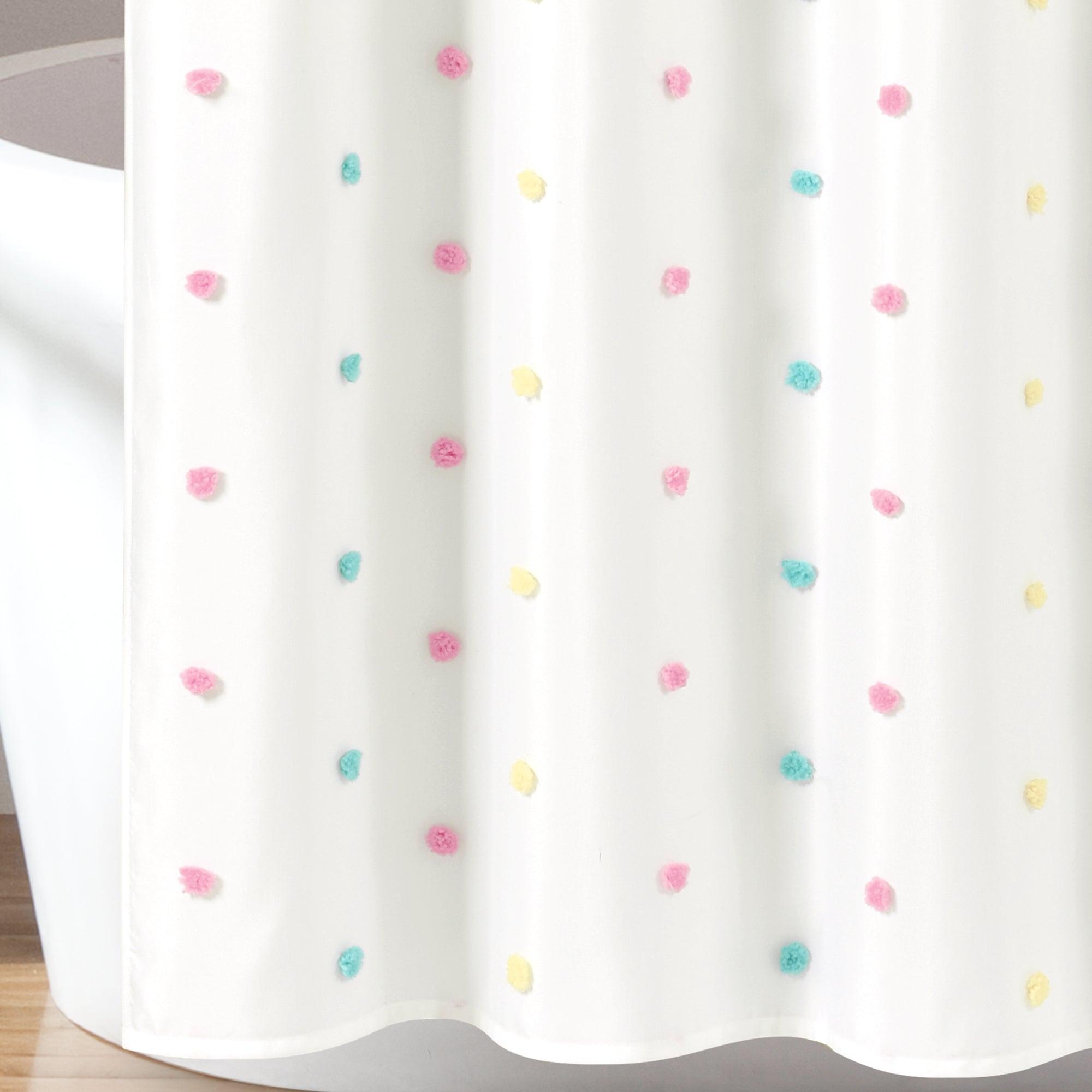 Rainbow Tufted Dot Shower Curtain