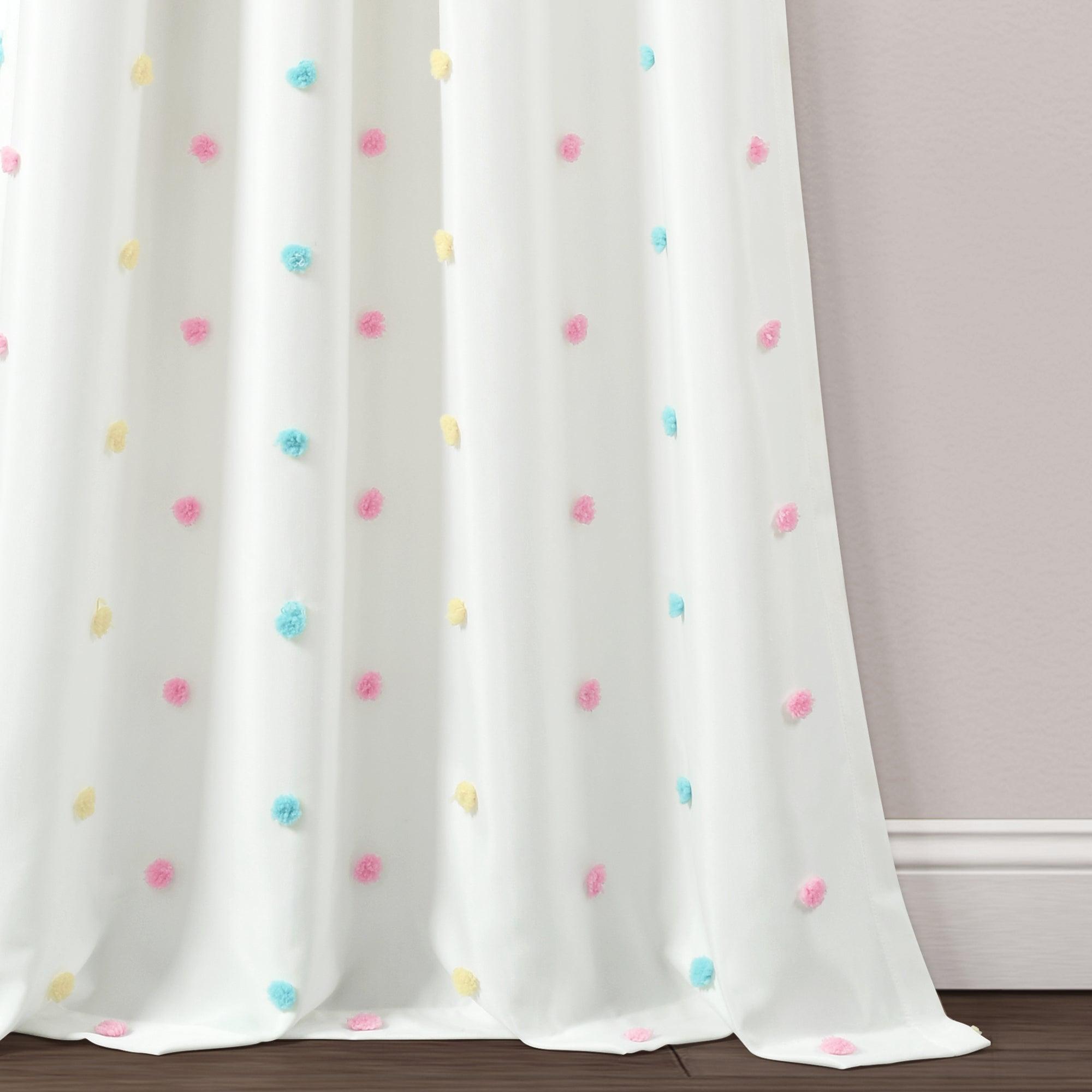 Rainbow Tufted Dot Window Curtain Panel