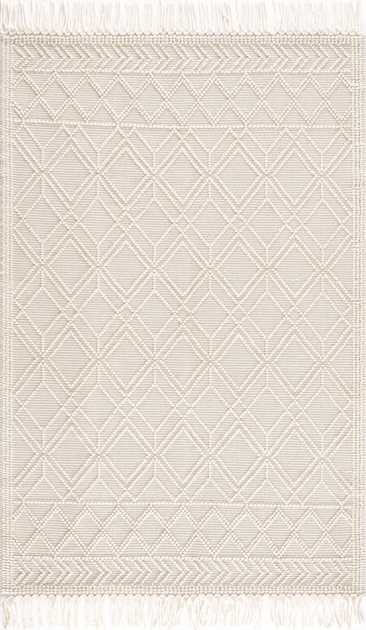 Ramsbury Beige Trellis Wool Rug