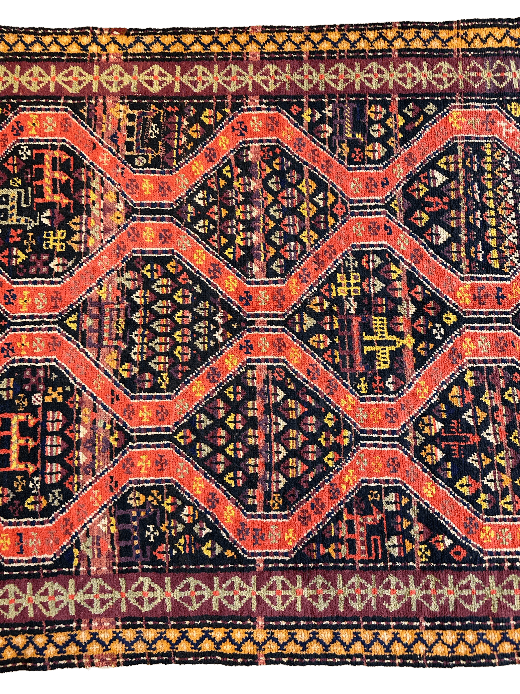 Rare Antique Handmade Caucasian Kazak Rug 4’ x 9’