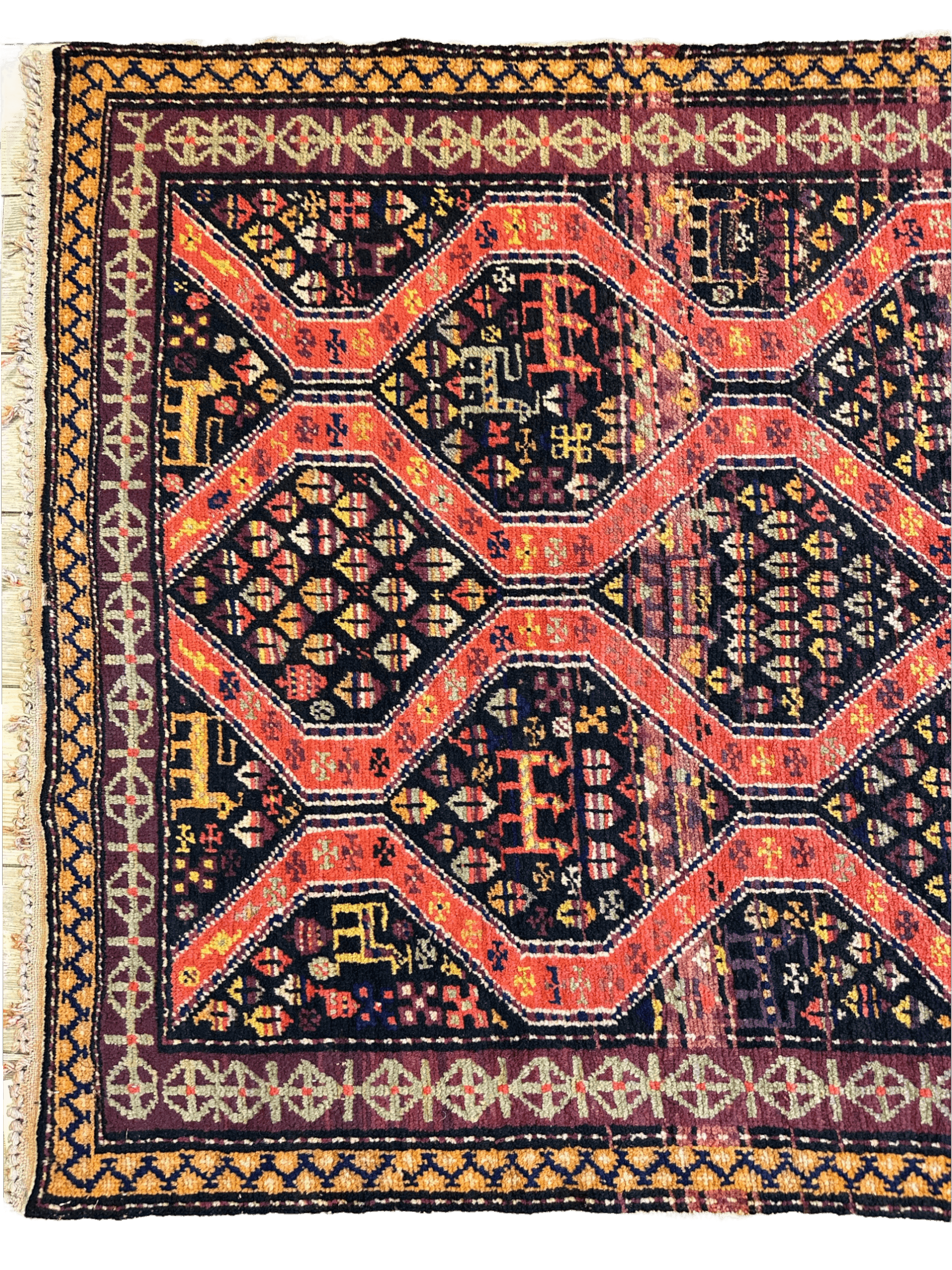 Rare Antique Handmade Caucasian Kazak Rug 4’ x 9’