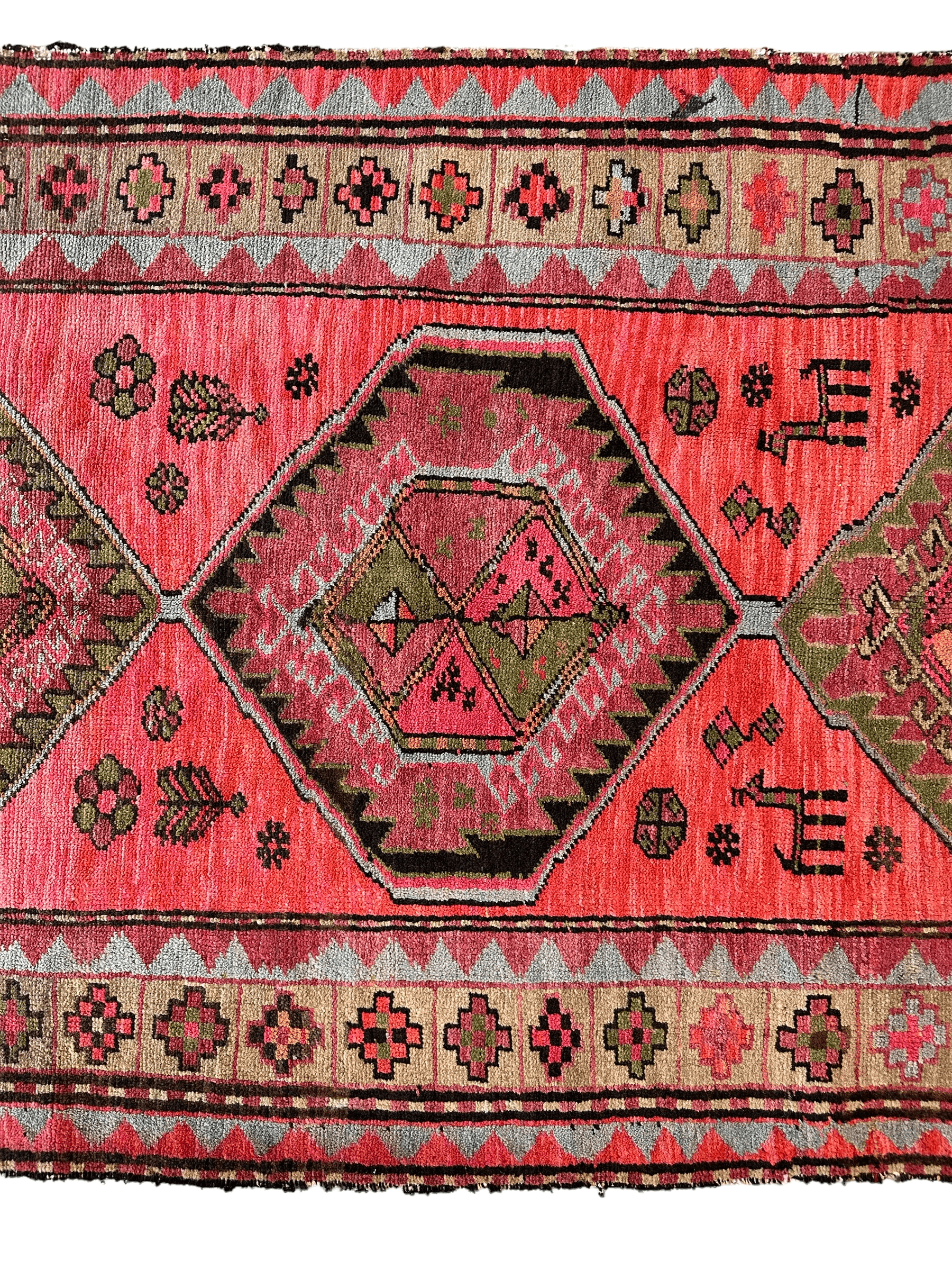 Rare Antique Handmade Caucasian Runner Rug 3’7" x 9’2"