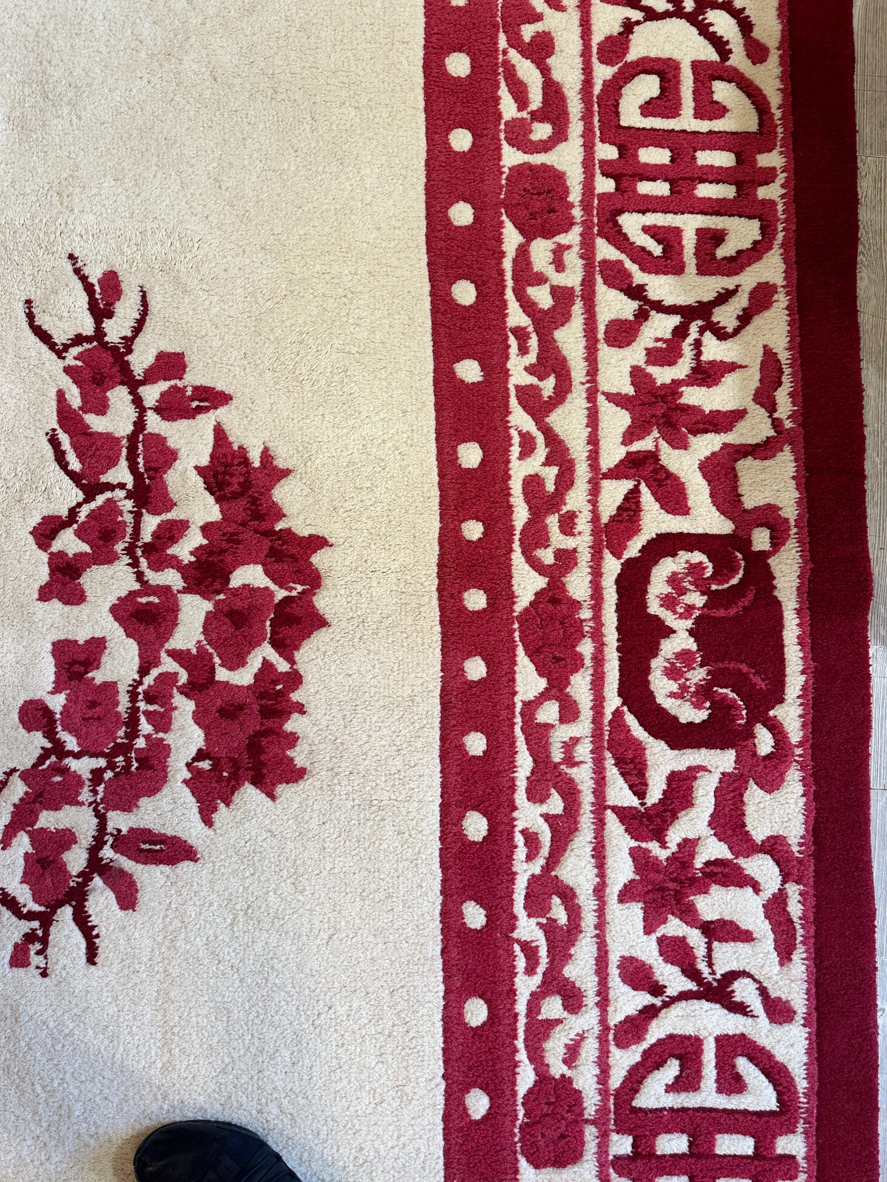 Red & Beige Chinese Art Deco Style Rug