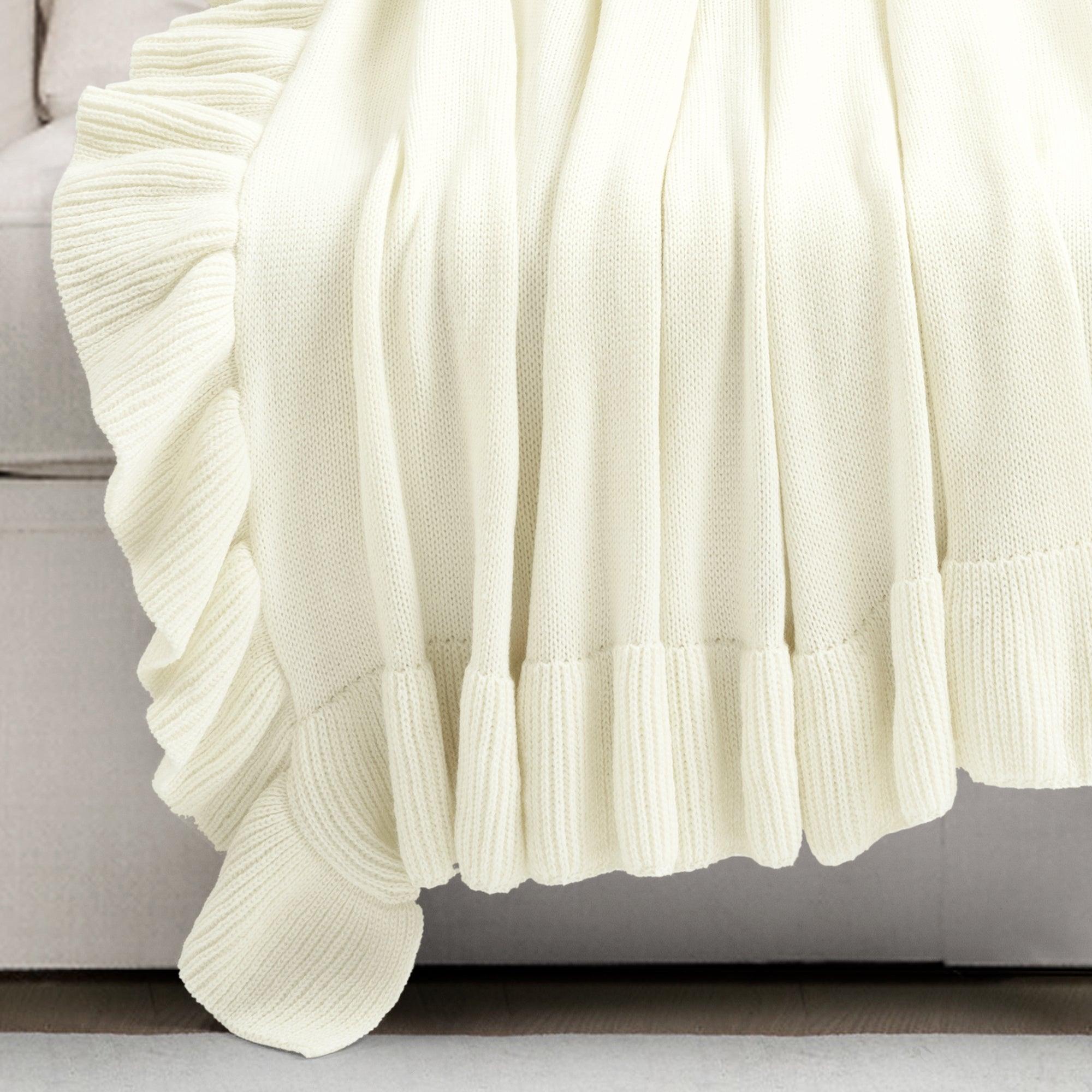 Reyna Soft Knitted Ruffle Throw