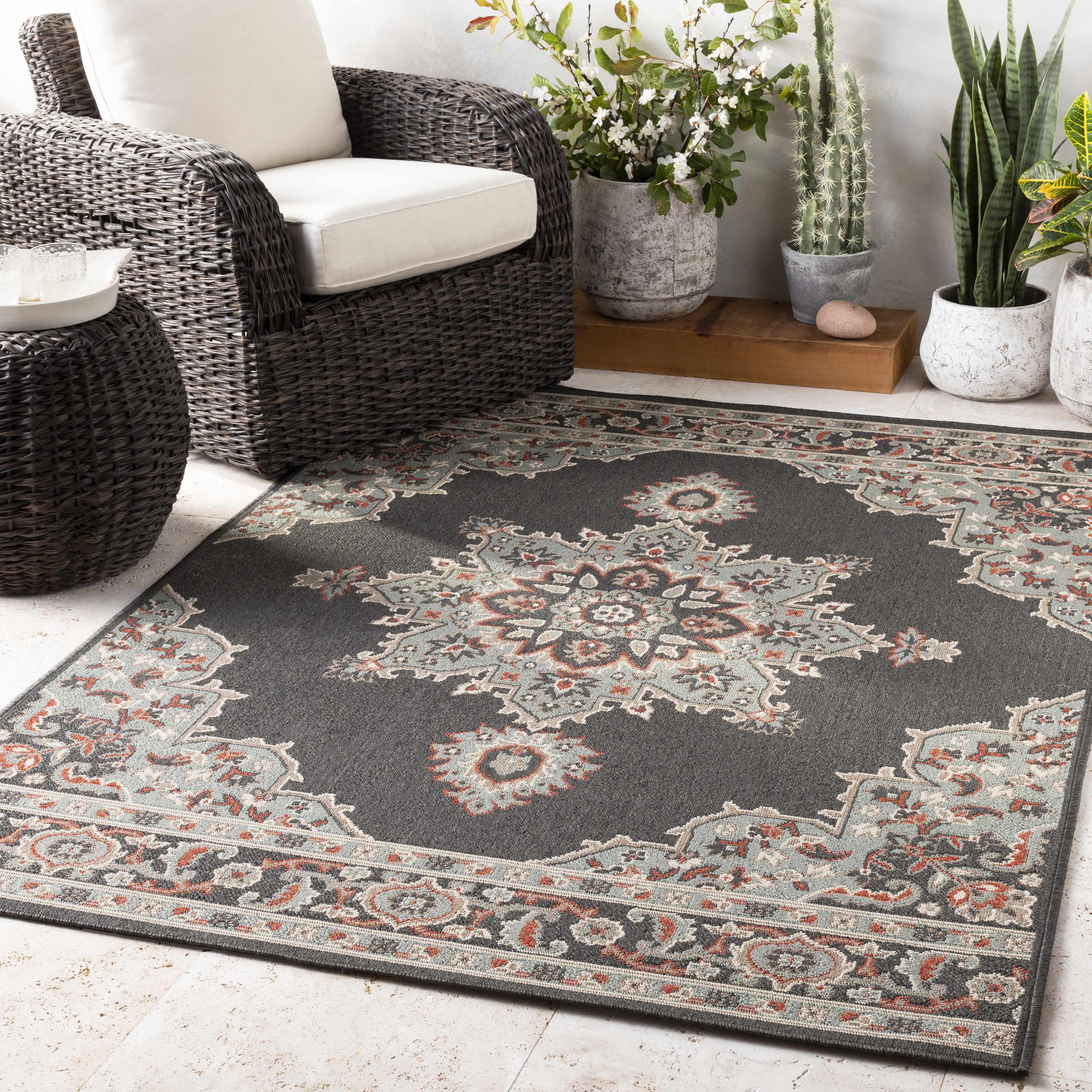 Roseglen Brown Medallion Area Rug