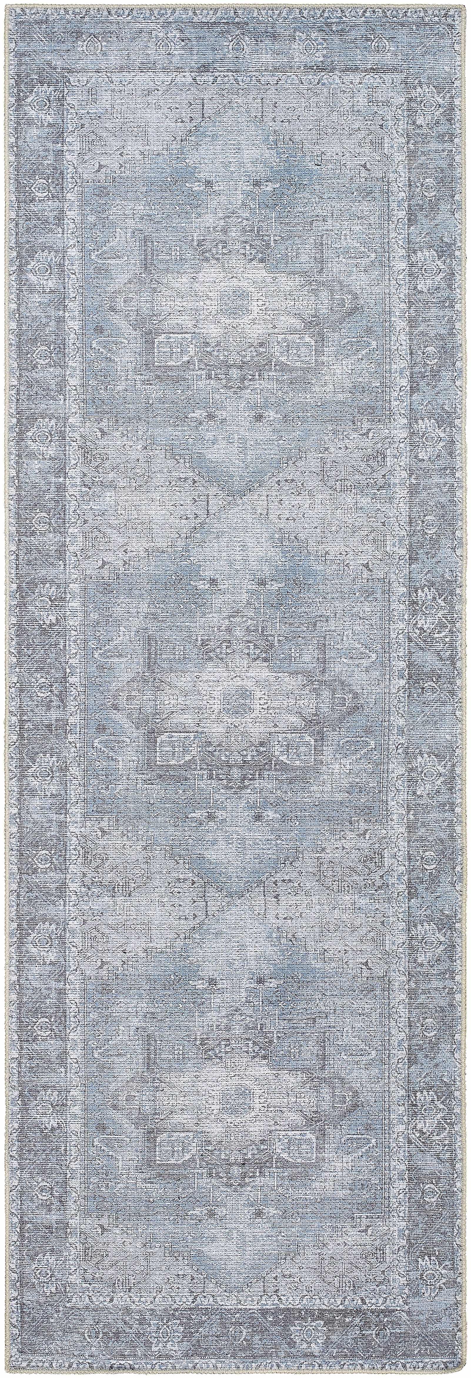 Rosman Blue Washable Area Rug