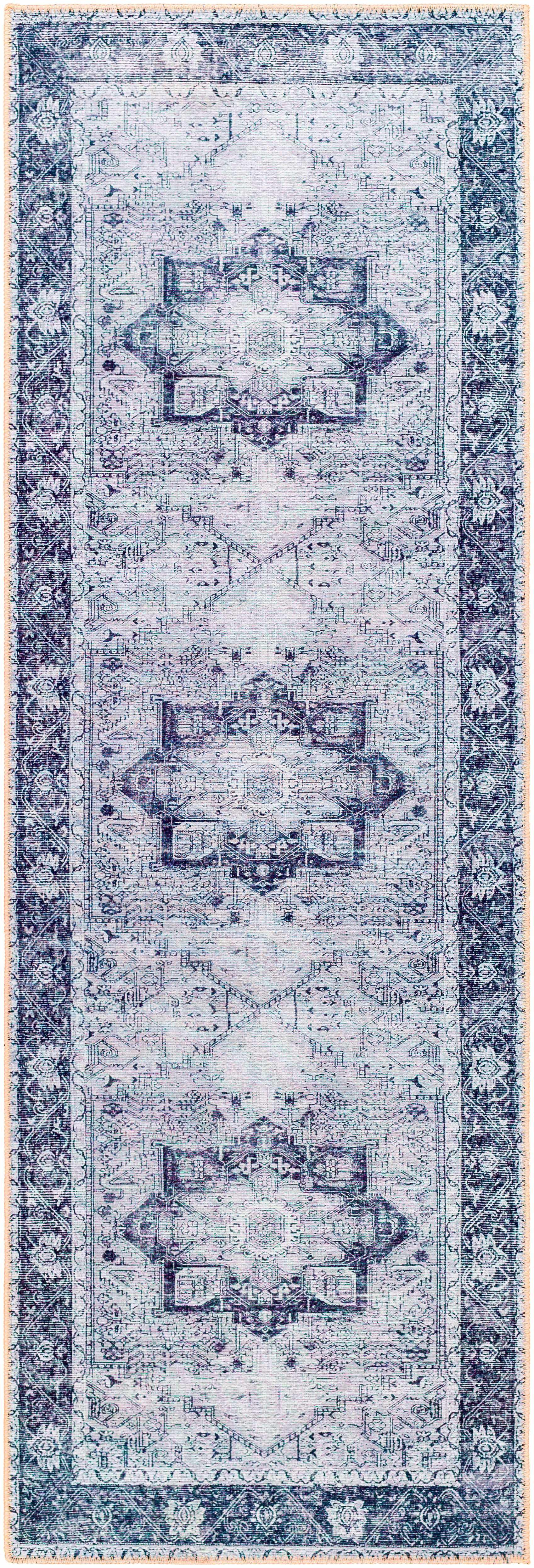 Rosman Gray Washable Area Rug