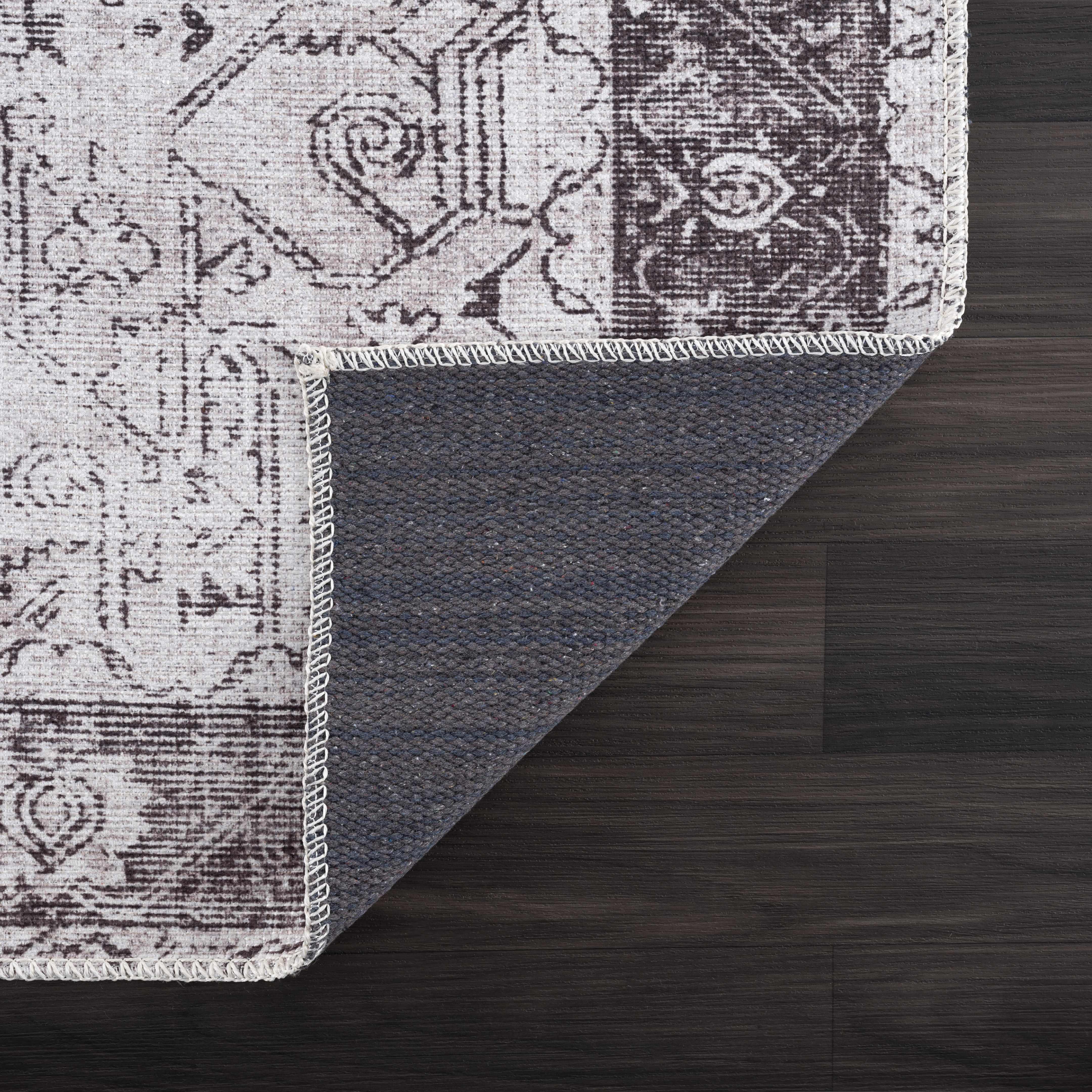 Rosman Gray Washable Area Rug