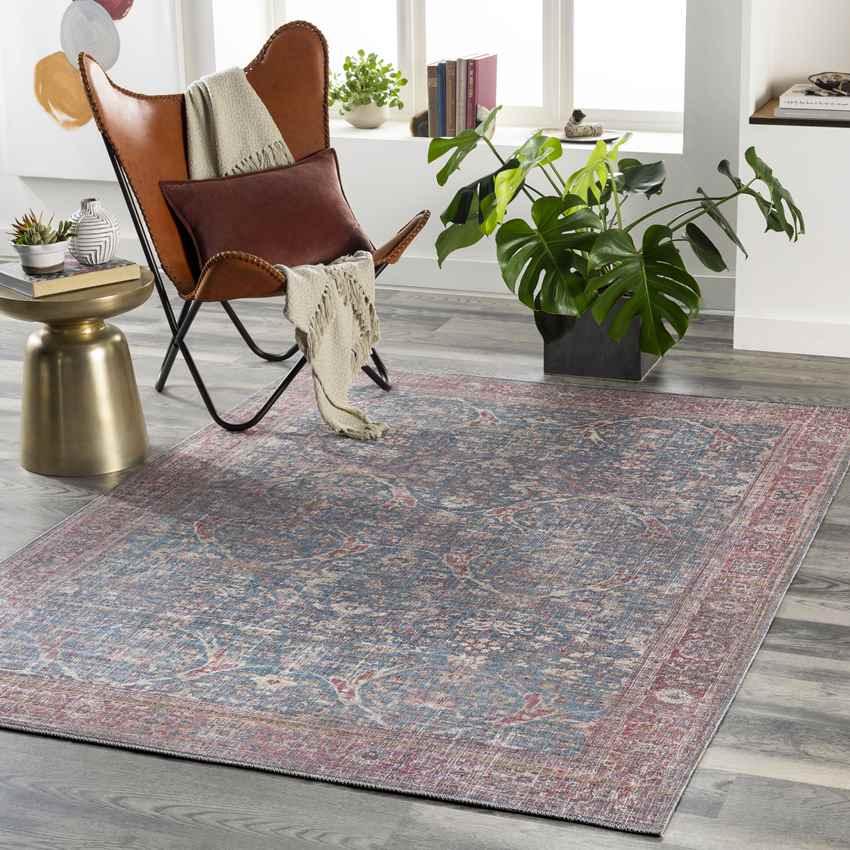 Royal Center Traditional Denim Washable Area Rug