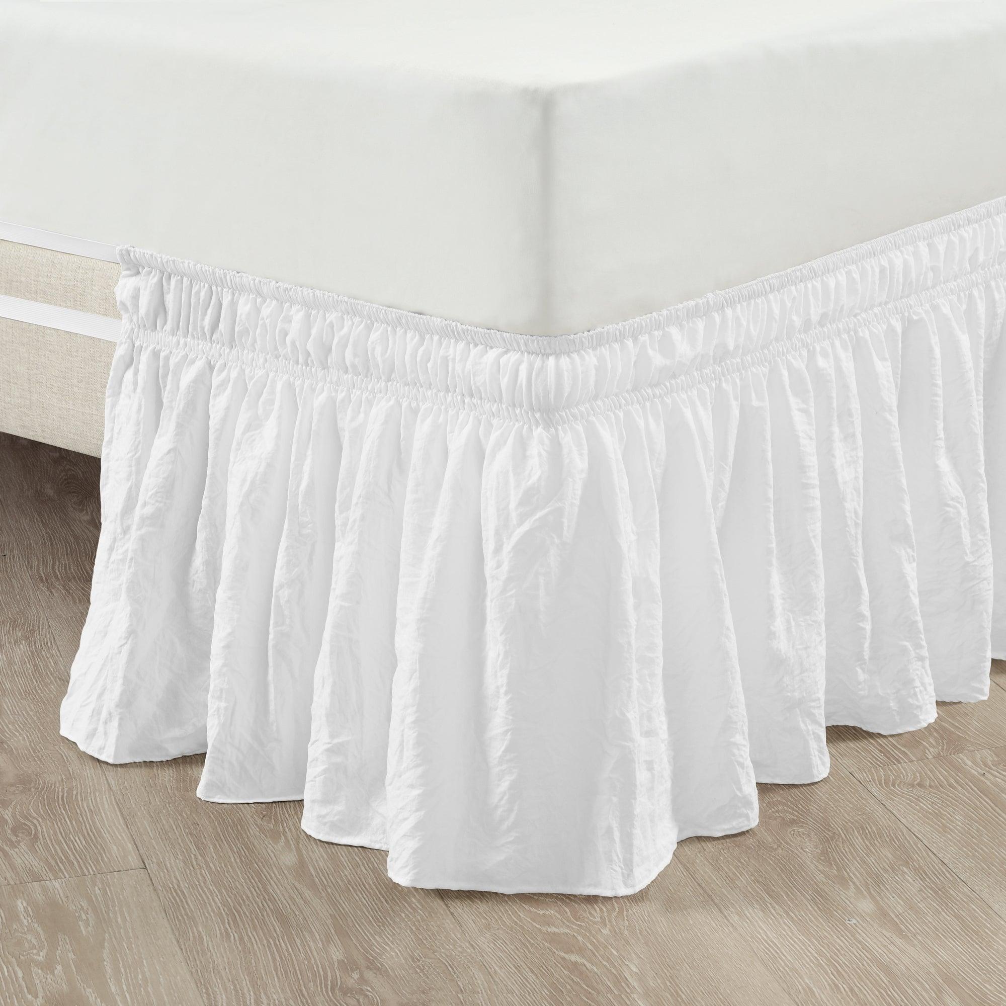 Ruched Ruffle Elastic Easy Wrap Around Bed Skirt