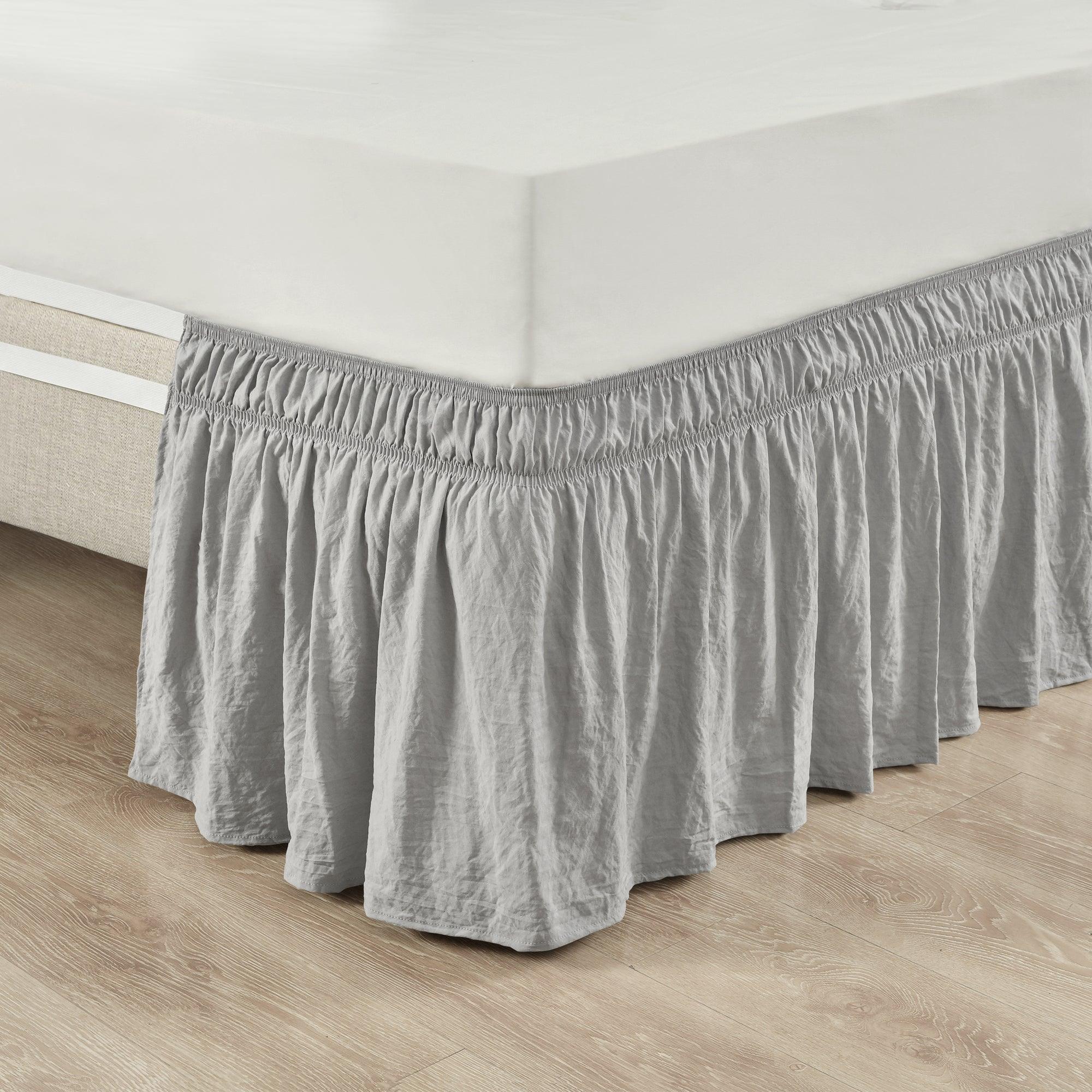 Ruched Ruffle Elastic Easy Wrap Around Bed Skirt