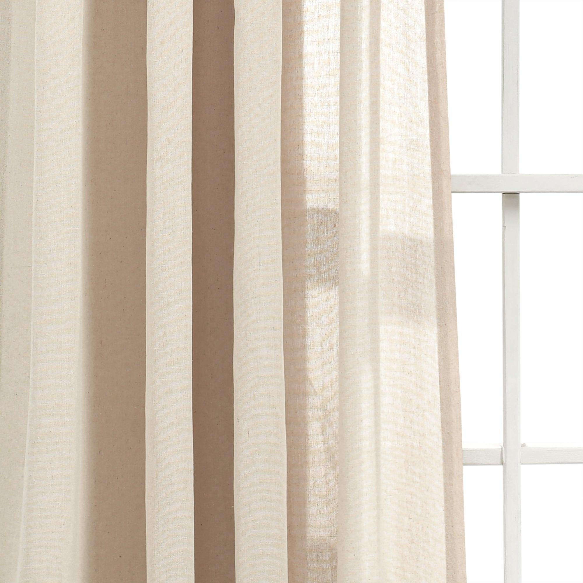 Ruched Waterfall Faux Linen Window Curtain Panel