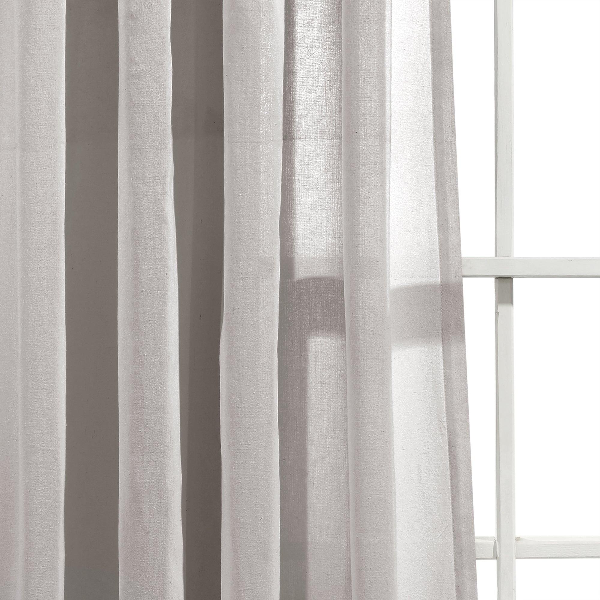 Ruched Waterfall Faux Linen Window Curtain Panel