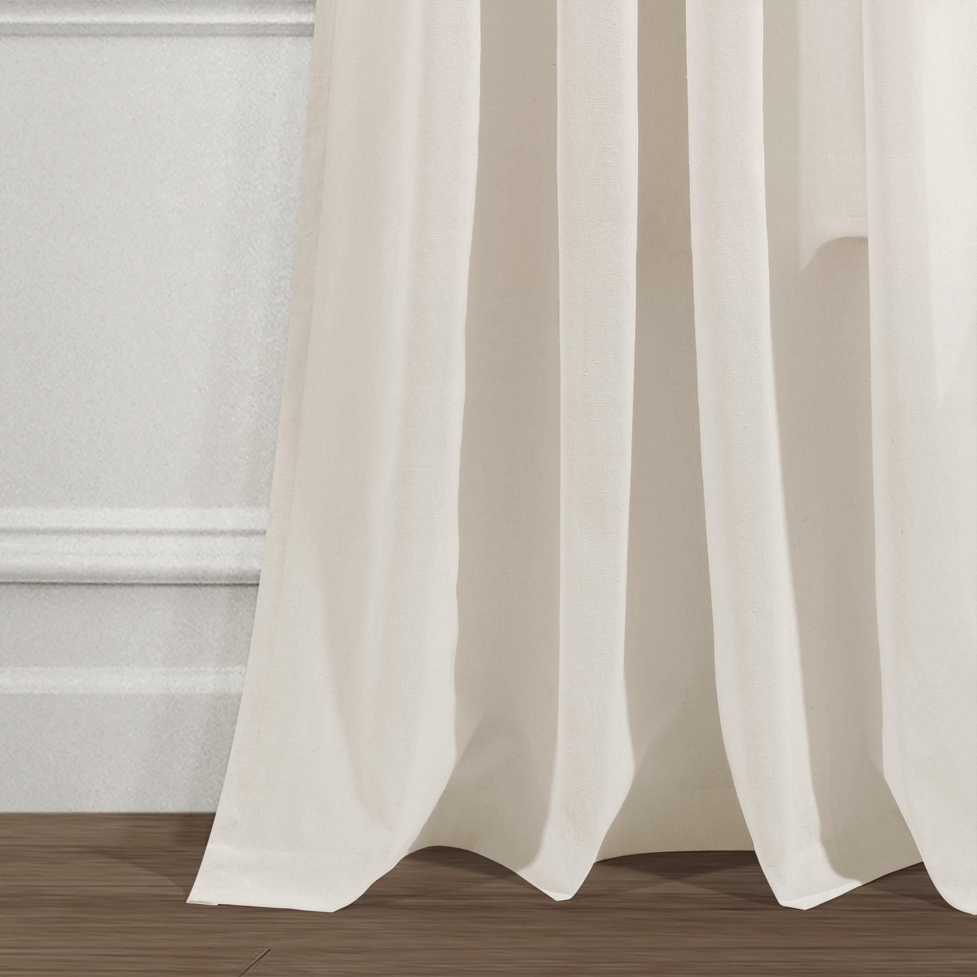 Ruched Waterfall Faux Linen Window Curtain Panel