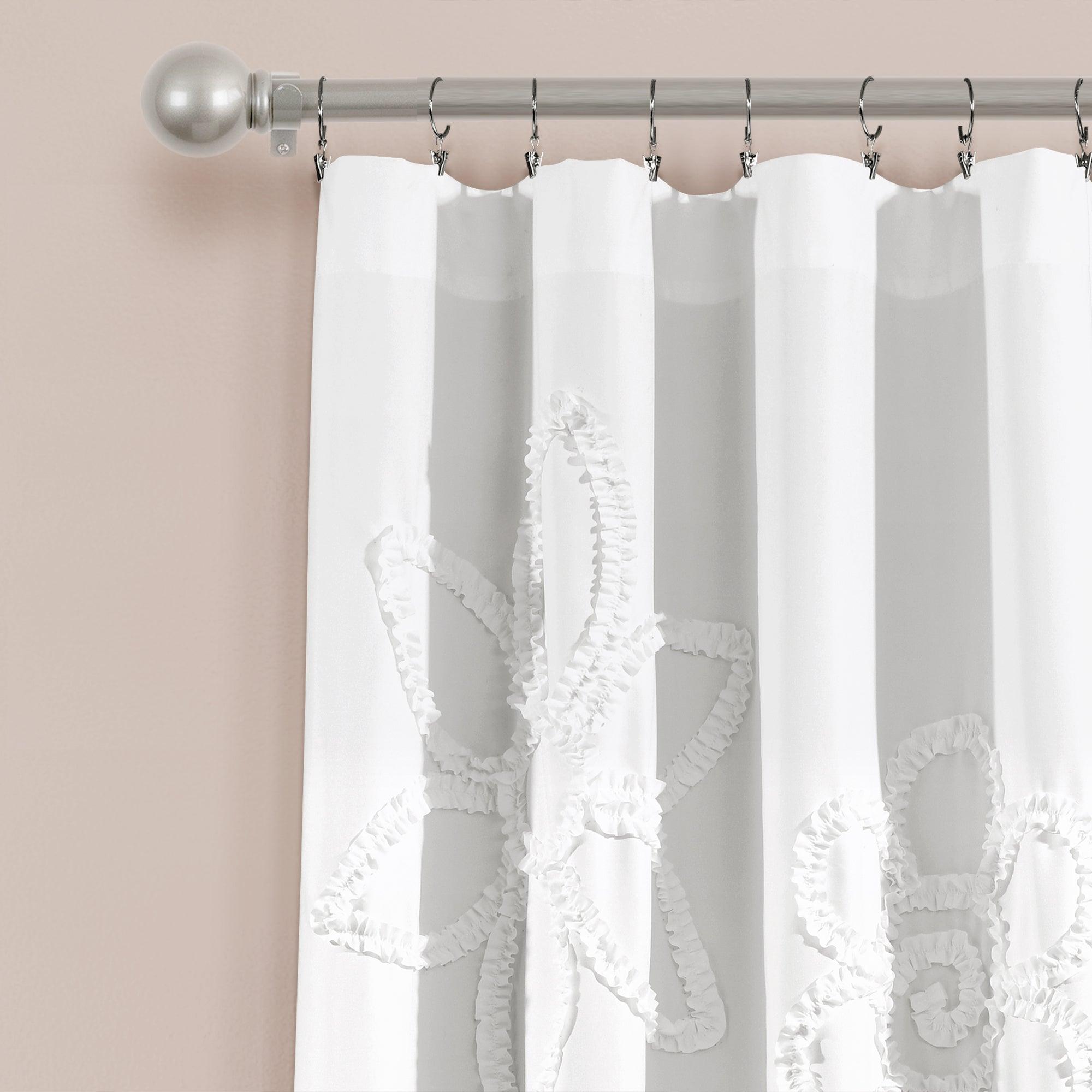 Ruffle Flower Window Curtain Panel Set