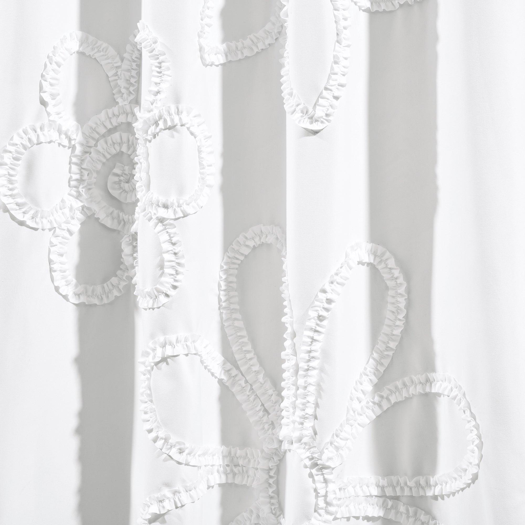 Ruffle Flower Window Curtain Panel Set