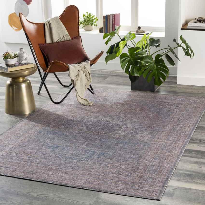 Russiaville Traditional Brown Washable Area Rug