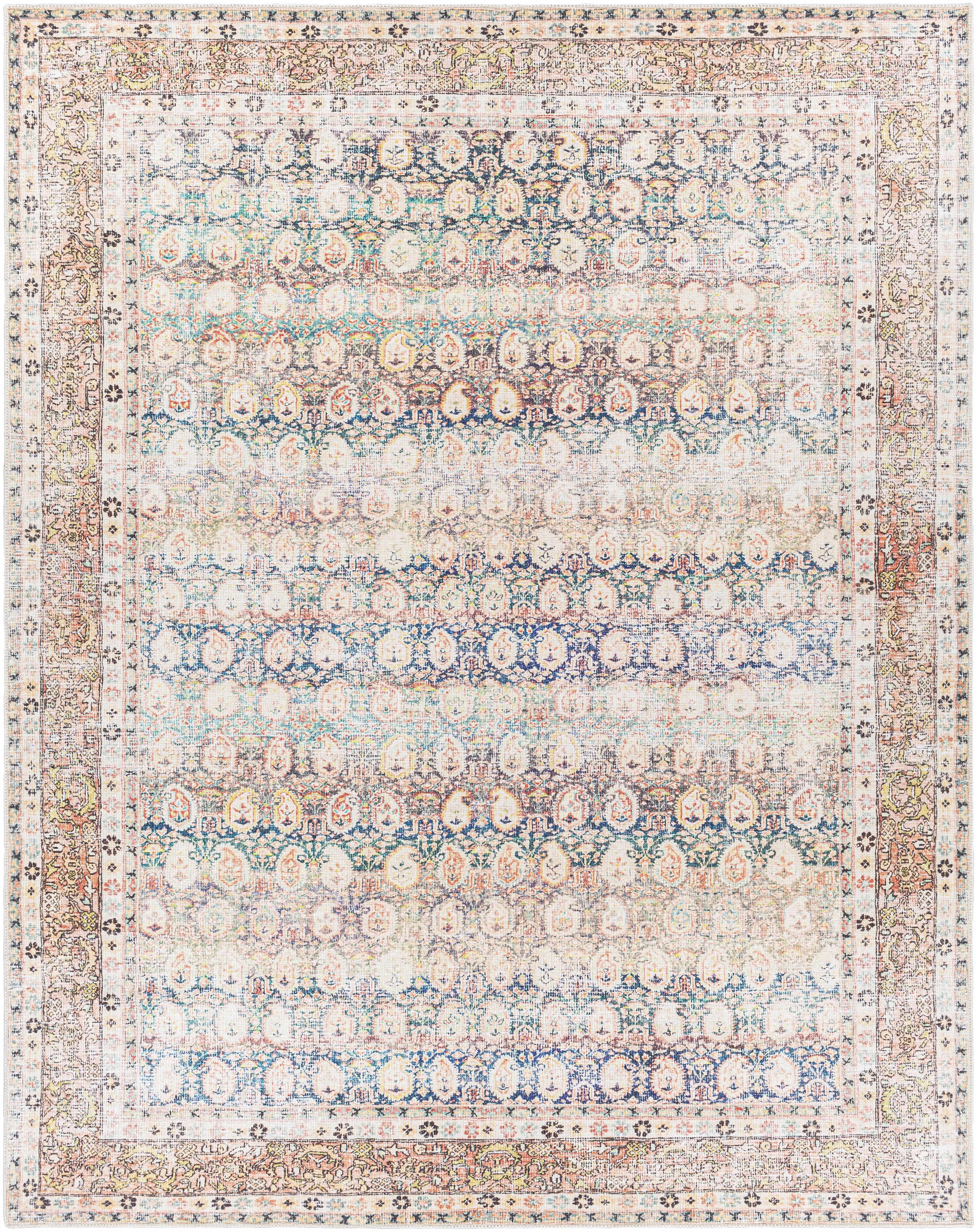 Rust Maligaya Distressed Washable Area Rug