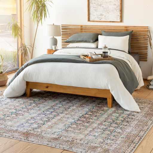 Rust Maligaya Distressed Washable Area Rug