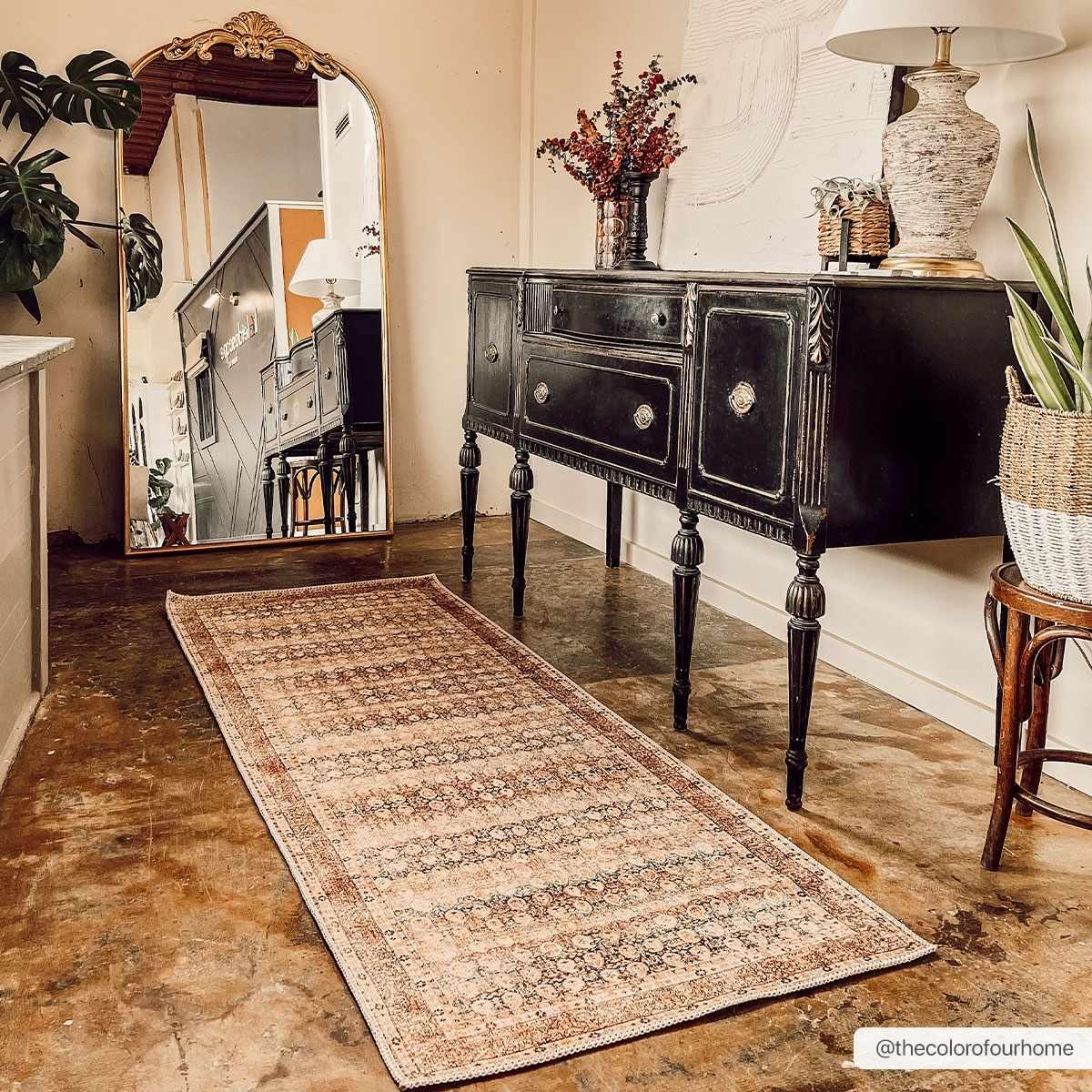 Rust Maligaya Distressed Washable Area Rug