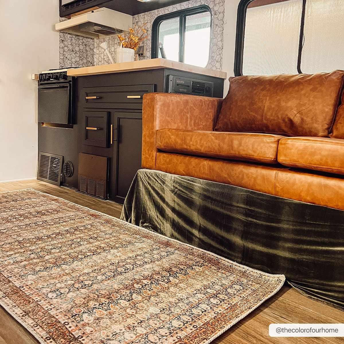 Rust Maligaya Distressed Washable Area Rug