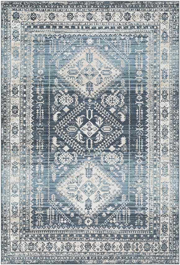 Salamonia Traditional Navy Washable Area Rug