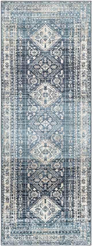 Salamonia Traditional Navy Washable Area Rug