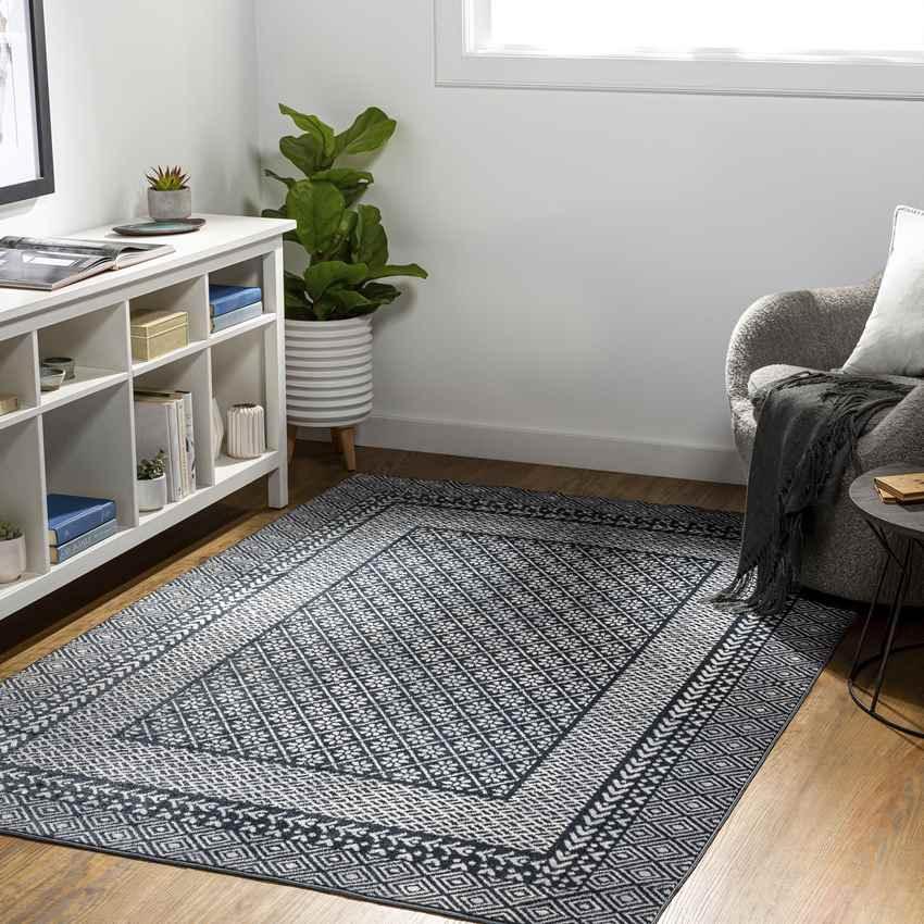 Schererville Traditional Ink Washable Area Rug